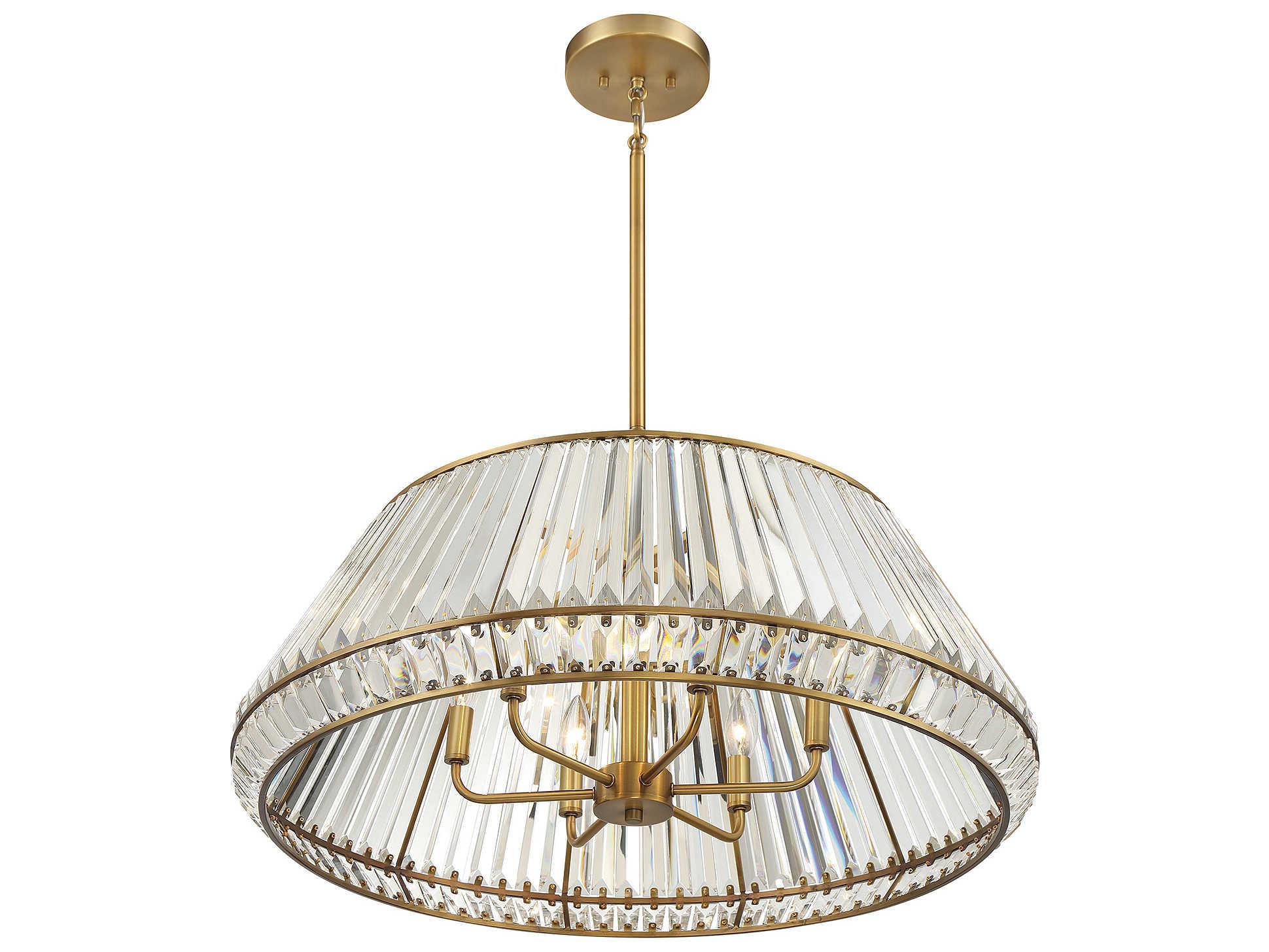 Savoy House Pyramid 6-Light Warm Brass Crystal Empire Chandelier