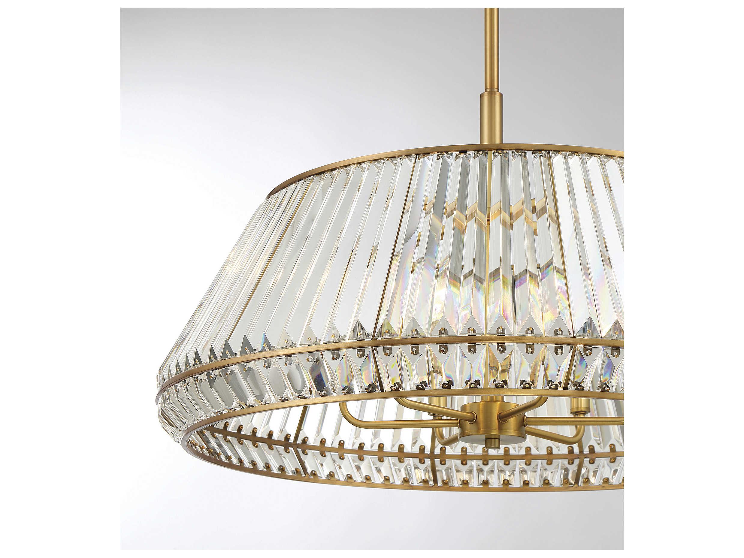 Savoy House Pyramid 6-Light Warm Brass Crystal Empire Chandelier