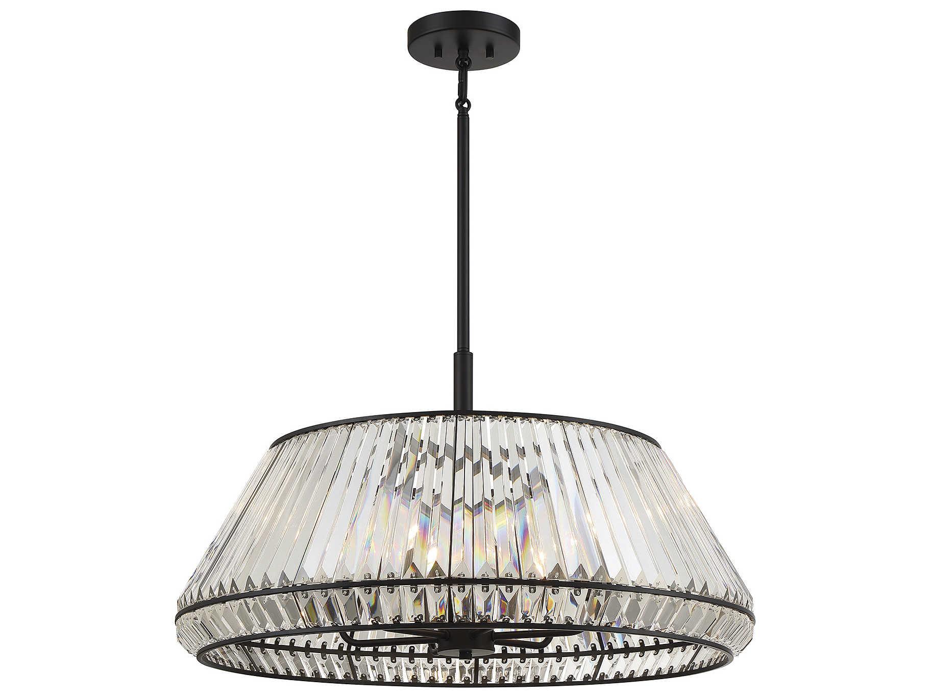 Savoy House Pyramid 6-Light Matte Black Crystal Empire Chandelier