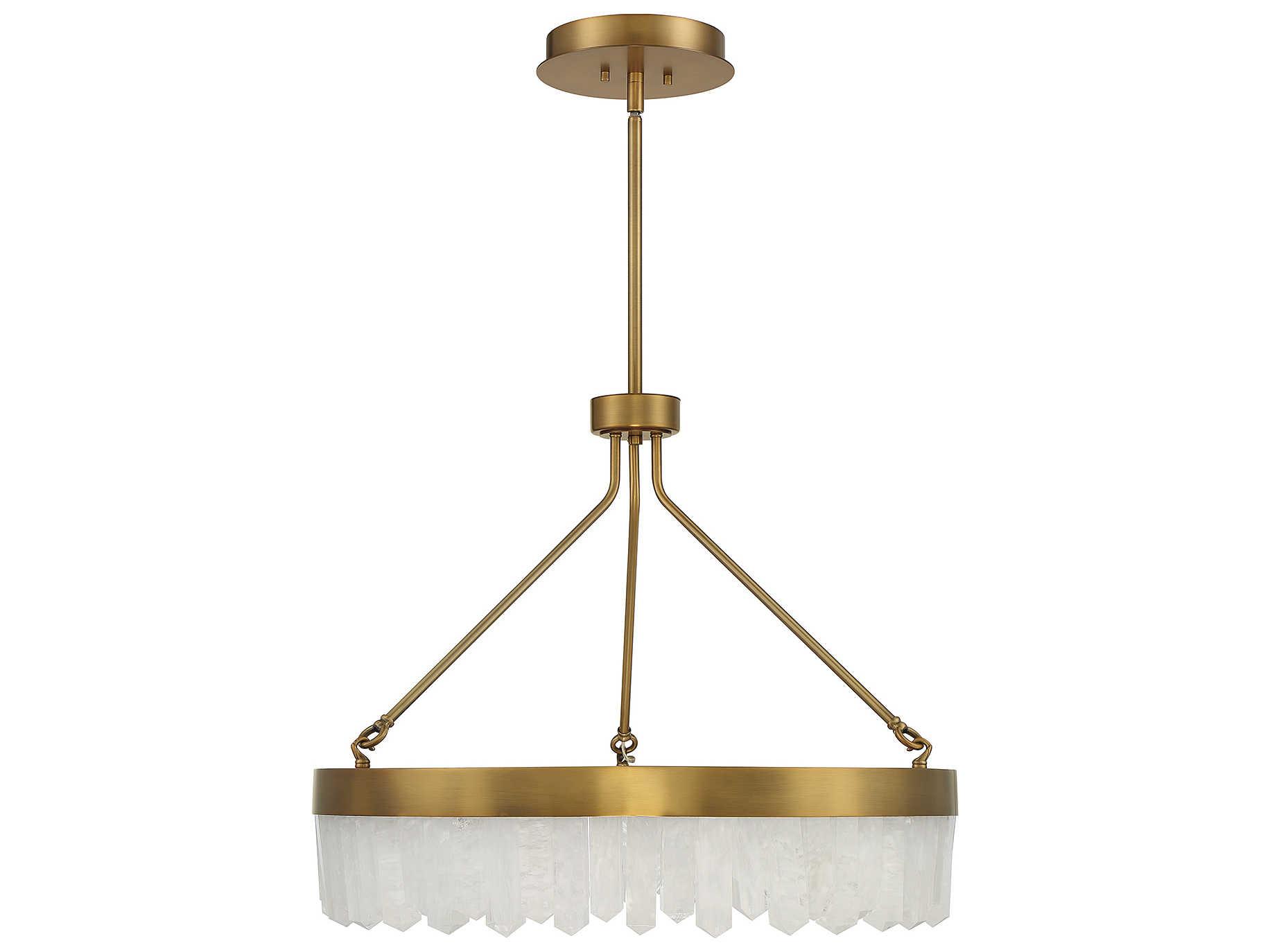 Savoy House Landon 1-Light Warm Brass Crystal LED Round Pendant