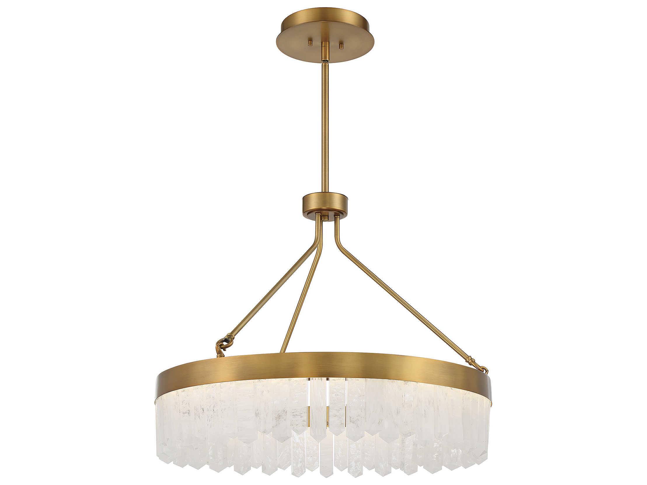 Savoy House Landon 1-Light Warm Brass Crystal LED Round Pendant