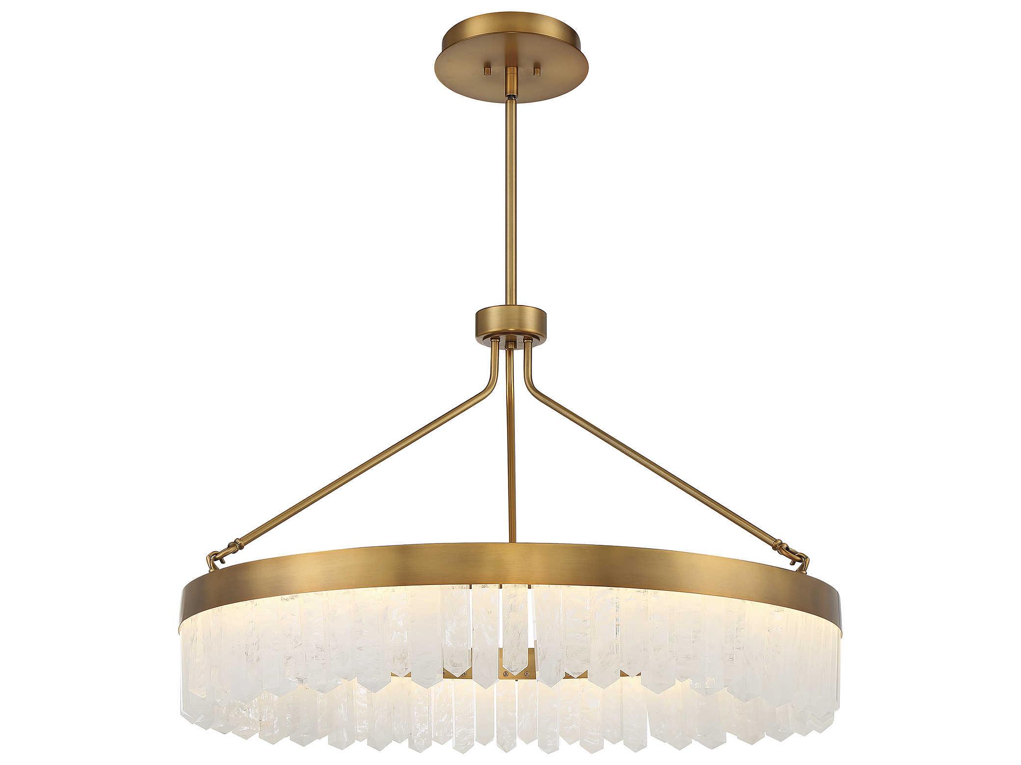 Savoy House Landon 1-Light Warm Brass Crystal LED Round Pendant