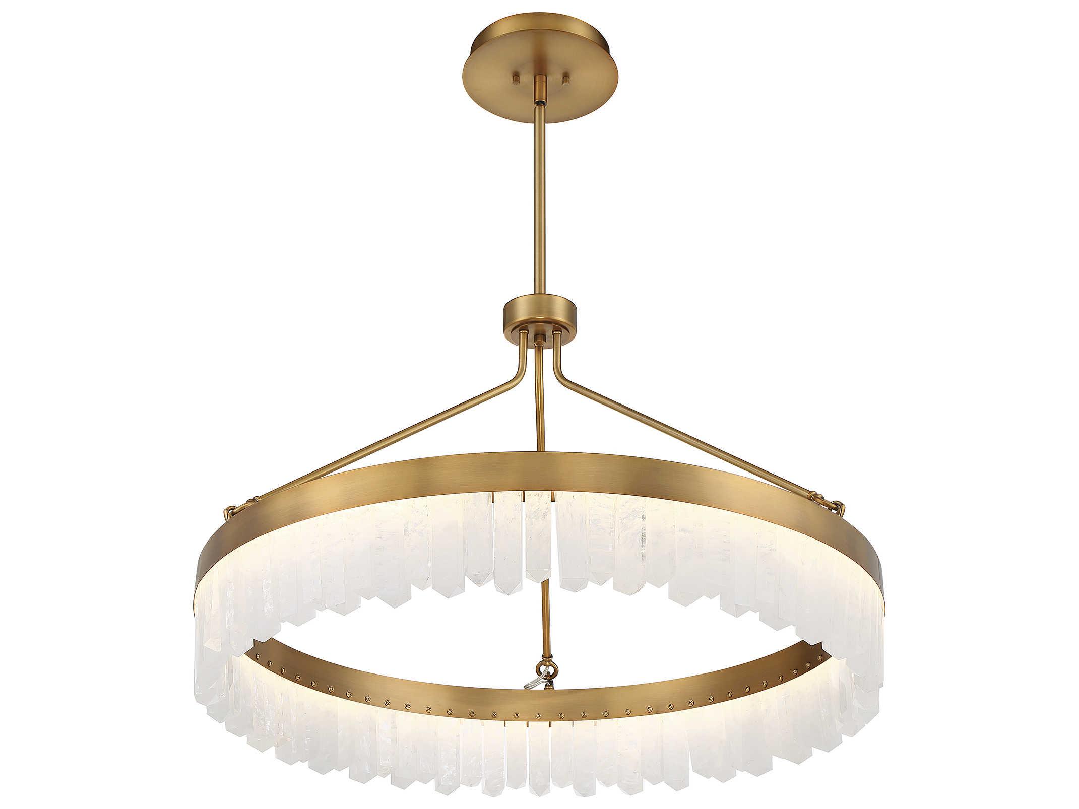 Savoy House Landon 1-Light Warm Brass Crystal LED Round Pendant