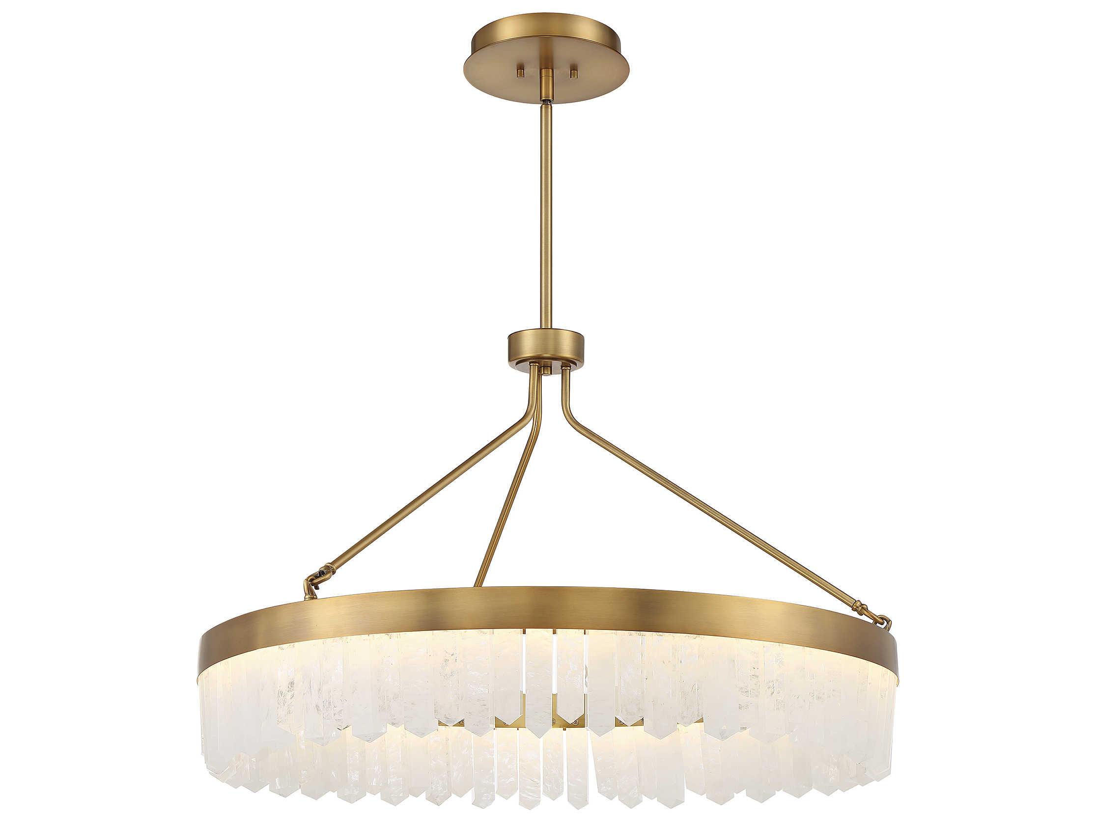 Savoy House Landon 1-Light Warm Brass Crystal LED Round Pendant