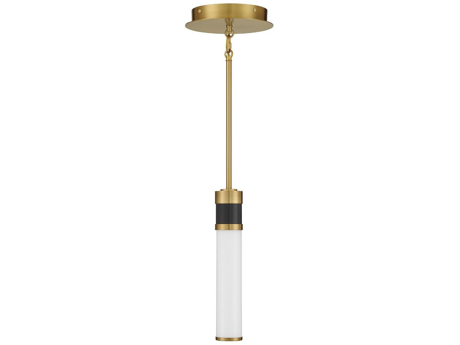 Savoy House Abel 1-Light Matte Black Warm Brass White LED Cylinder Mini Pendant