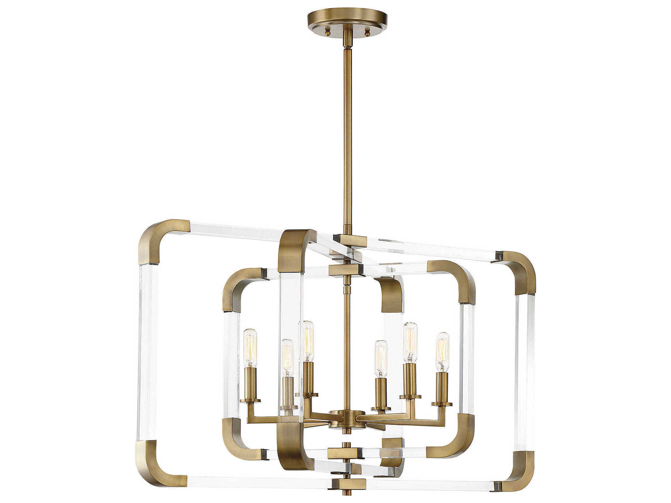 Savoy House Rotterdam 6-Light Warm Brass Candelabra Geometric Chandelier