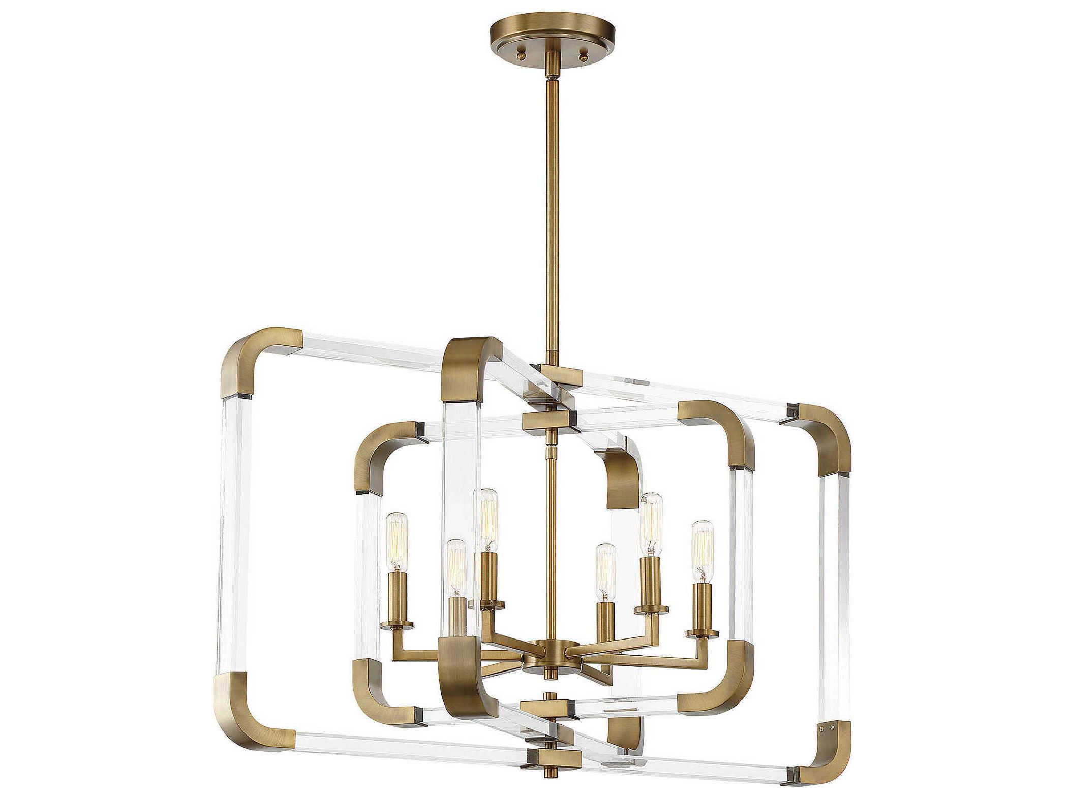 Savoy House Rotterdam 6-Light Warm Brass Candelabra Geometric Chandelier