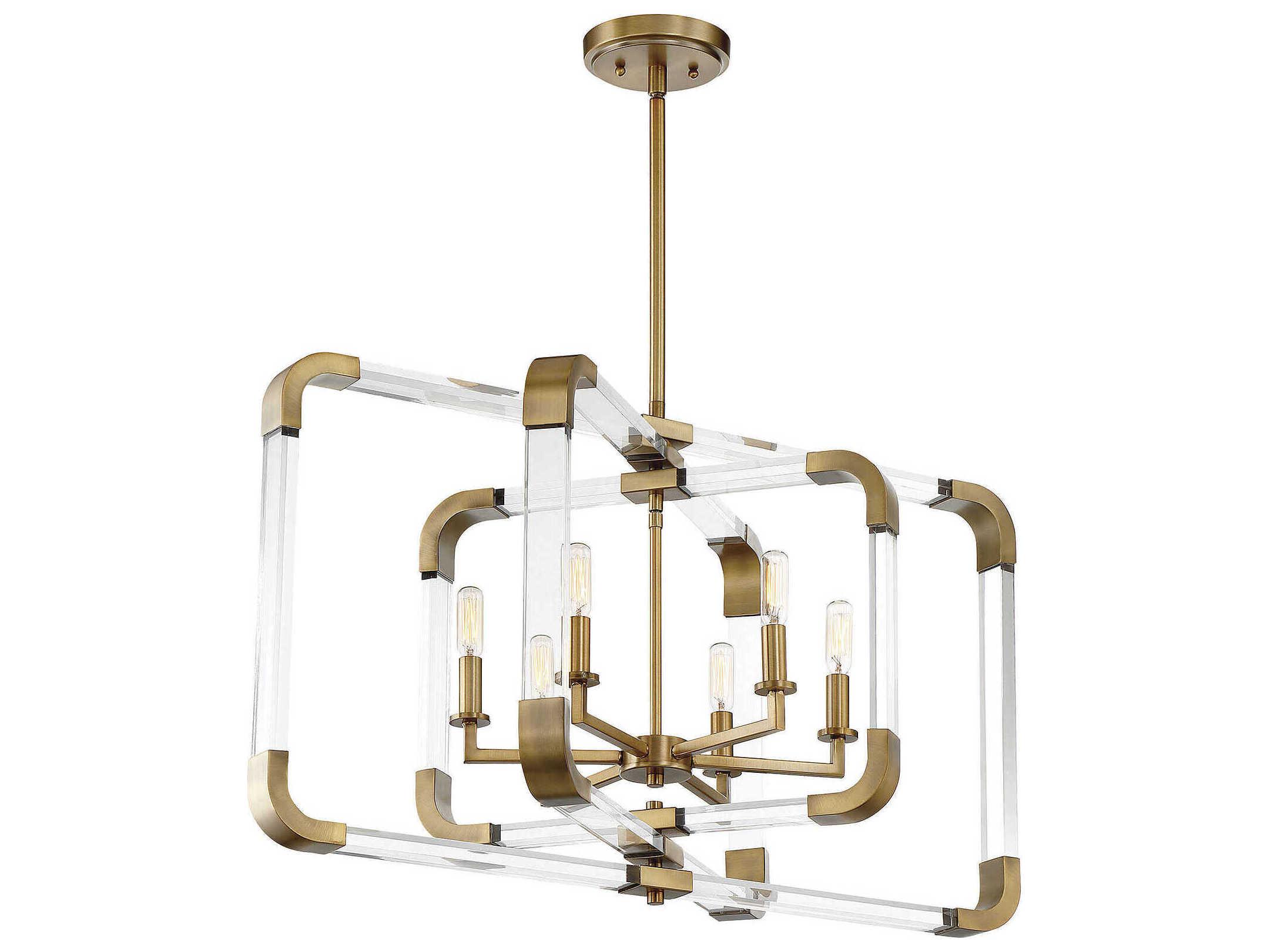 Savoy House Rotterdam 6-Light Warm Brass Candelabra Geometric Chandelier