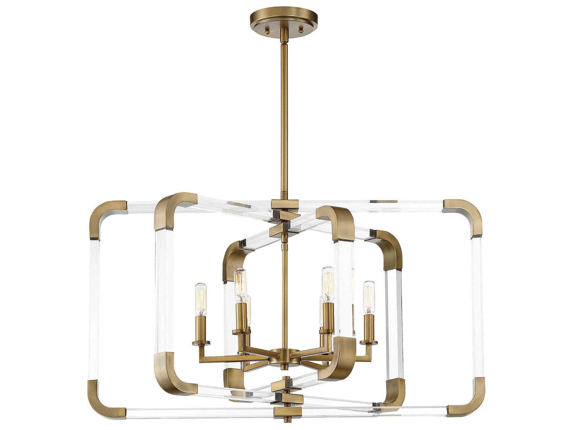 Savoy House Rotterdam 6-Light Warm Brass Candelabra Geometric Chandelier