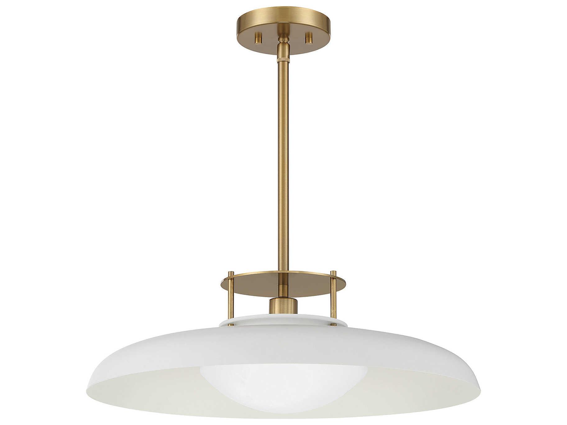 Savoy House Gavin 1-Light White Warm Brass Glass Bowl Dome Pendant