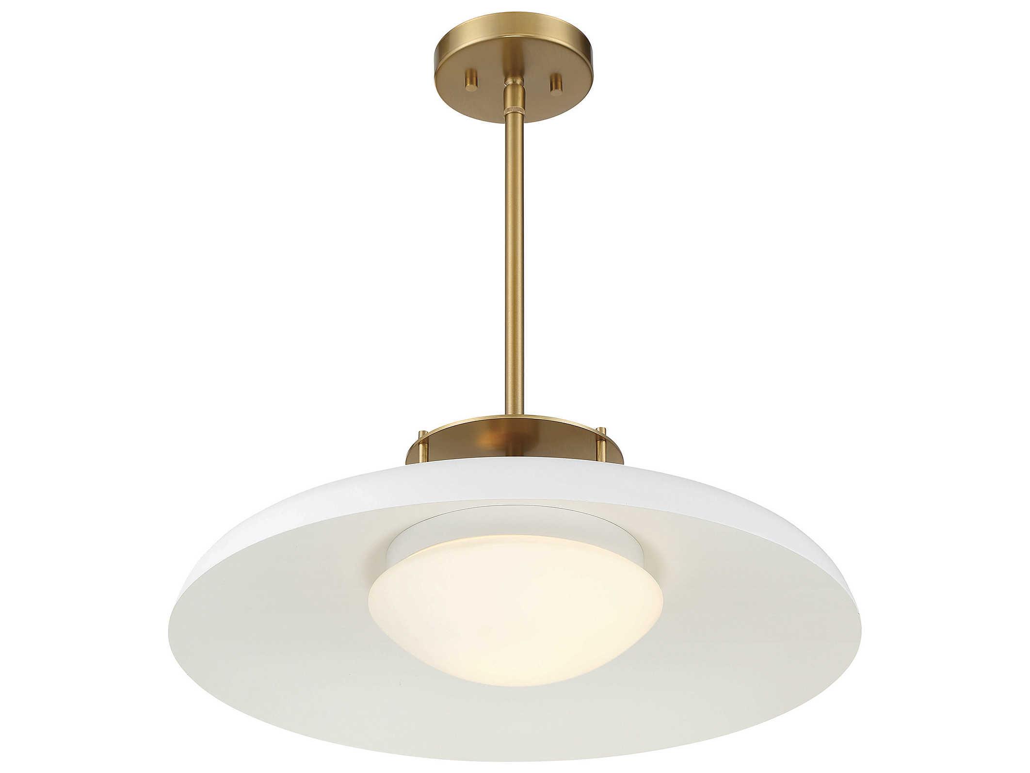 Savoy House Gavin 1-Light White Warm Brass Glass Bowl Dome Pendant