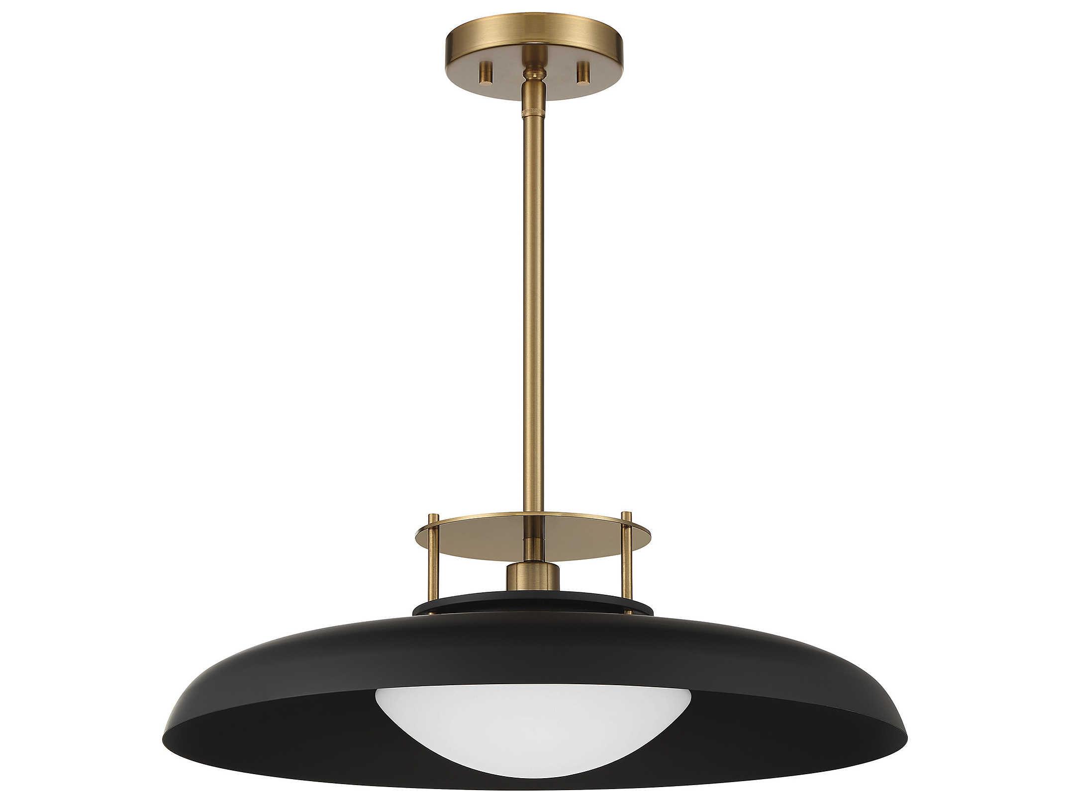 Savoy House Gavin 1-Light Matte Black Warm Brass Glass Bowl Dome Pendant