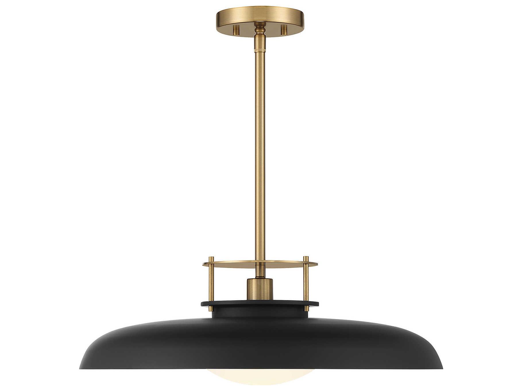 Savoy House Gavin 1-Light Matte Black Warm Brass Glass Bowl Dome Pendant