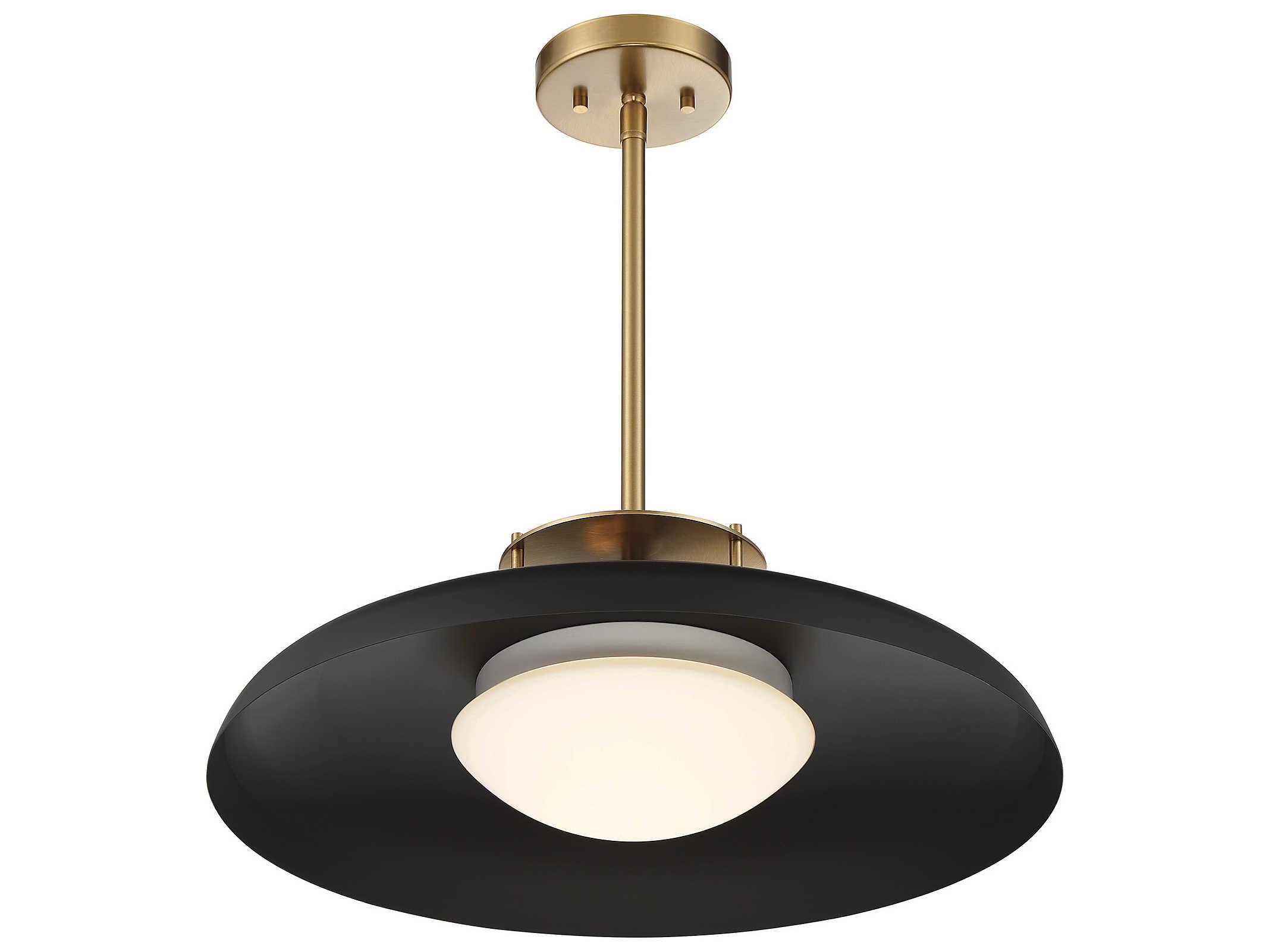 Savoy House Gavin 1-Light Matte Black Warm Brass Glass Bowl Dome Pendant