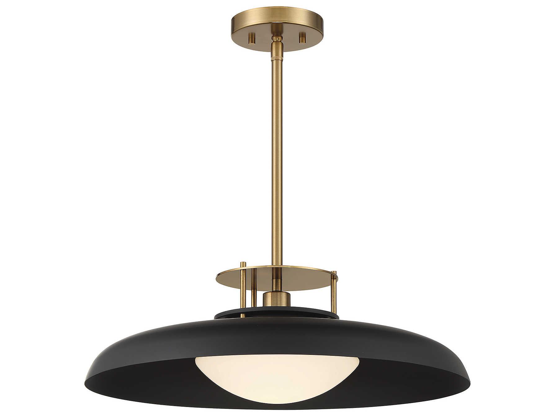 Savoy House Gavin 1-Light Matte Black Warm Brass Glass Bowl Dome Pendant