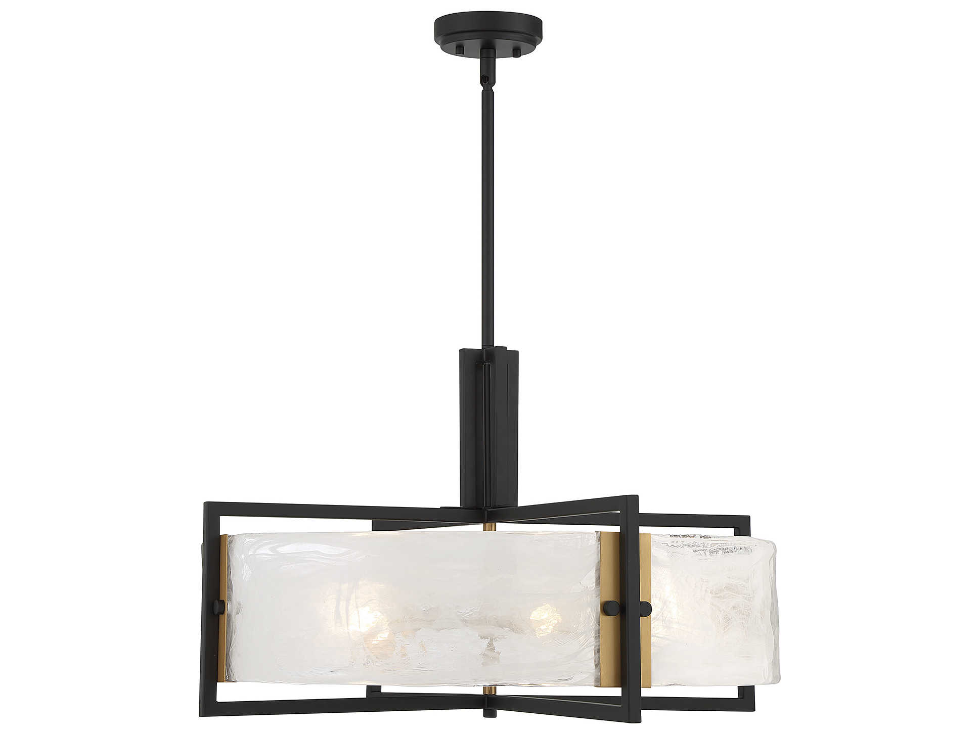 Savoy House Hayward 5-Light Matte Black Warm Brass Glass Round Pendant