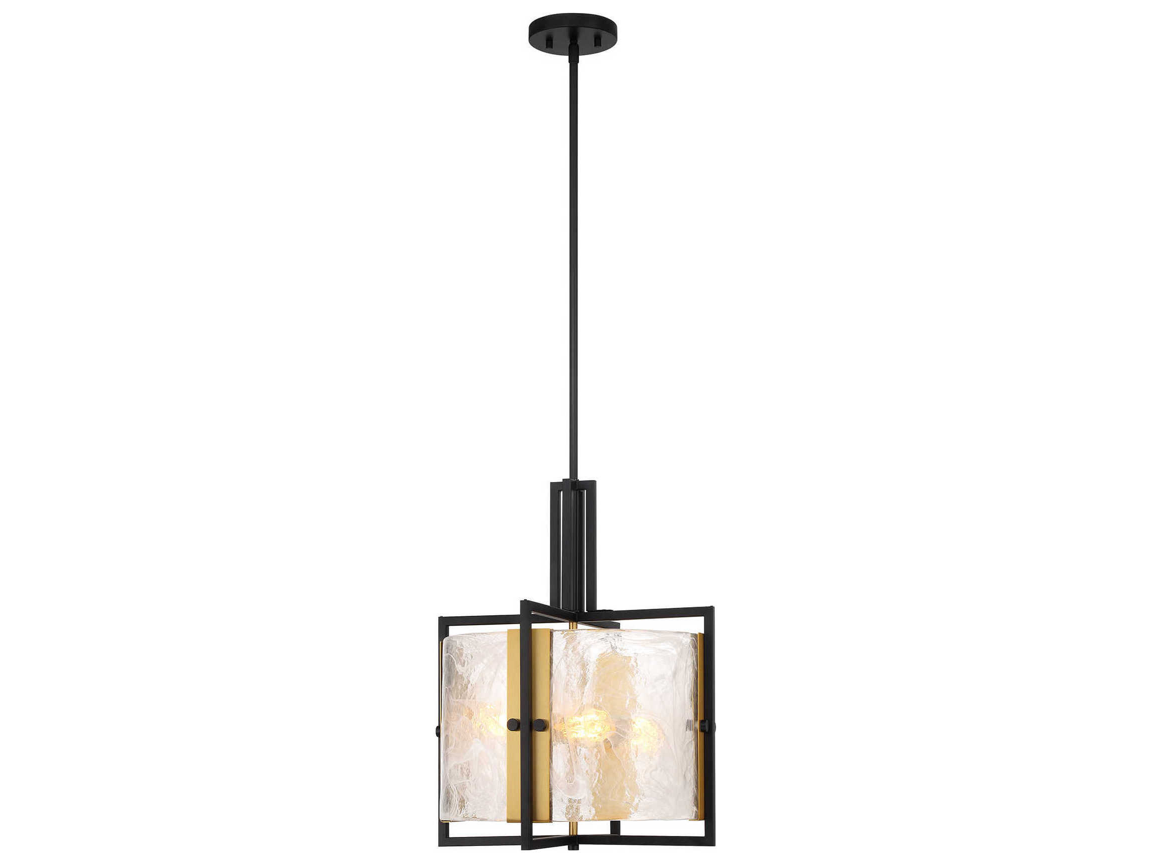 Savoy House Hayward 3-Light Matte Black Warm Brass Round Pendant