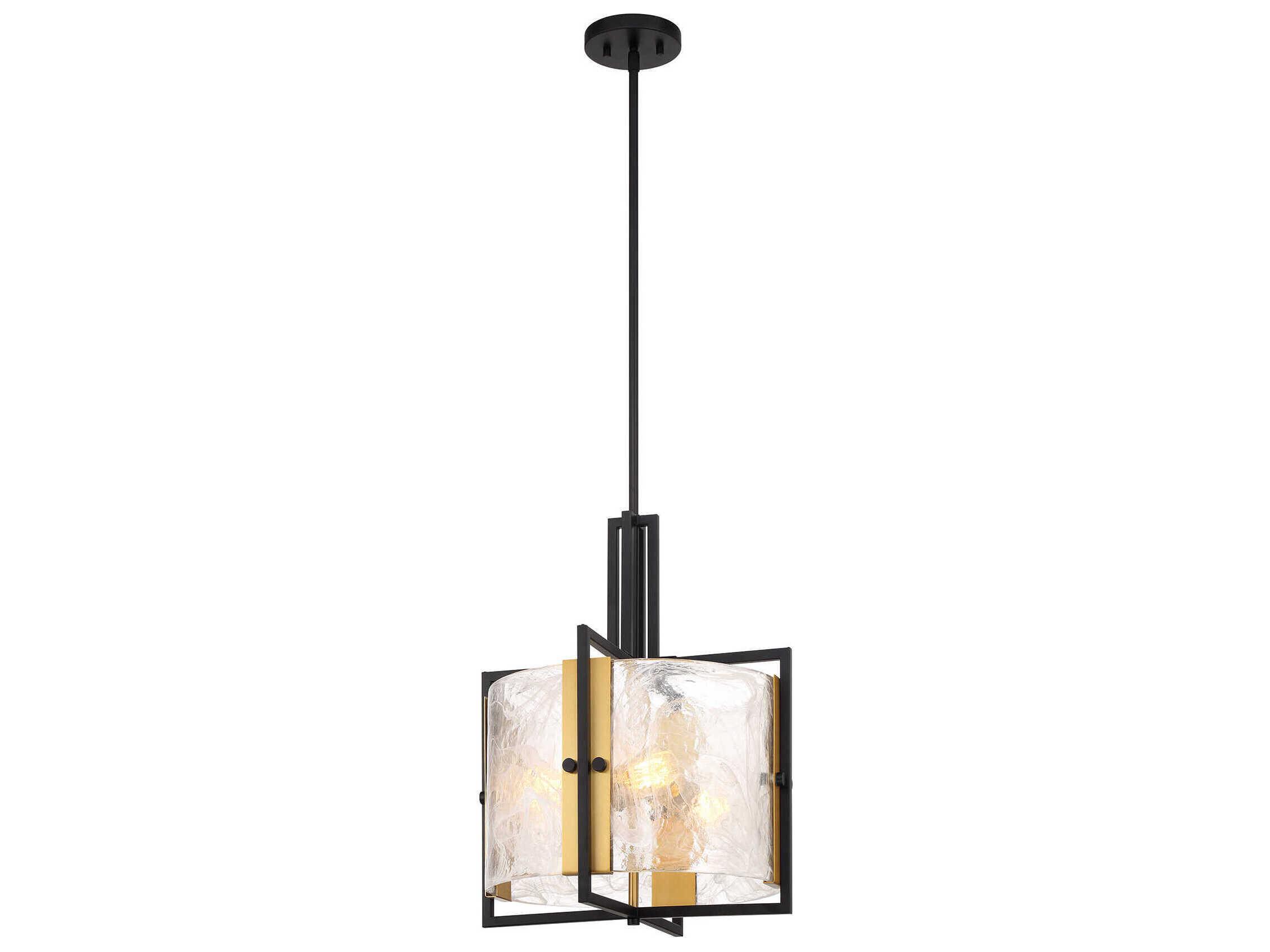Savoy House Hayward 3-Light Matte Black Warm Brass Round Pendant