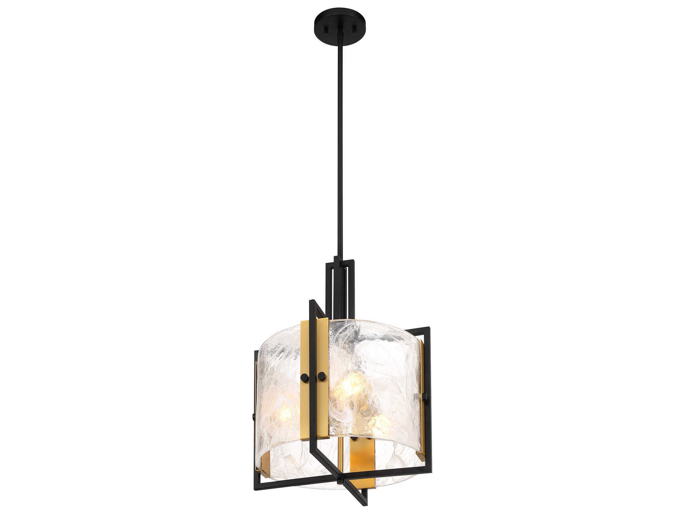 Savoy House Hayward 3-Light Matte Black Warm Brass Round Pendant