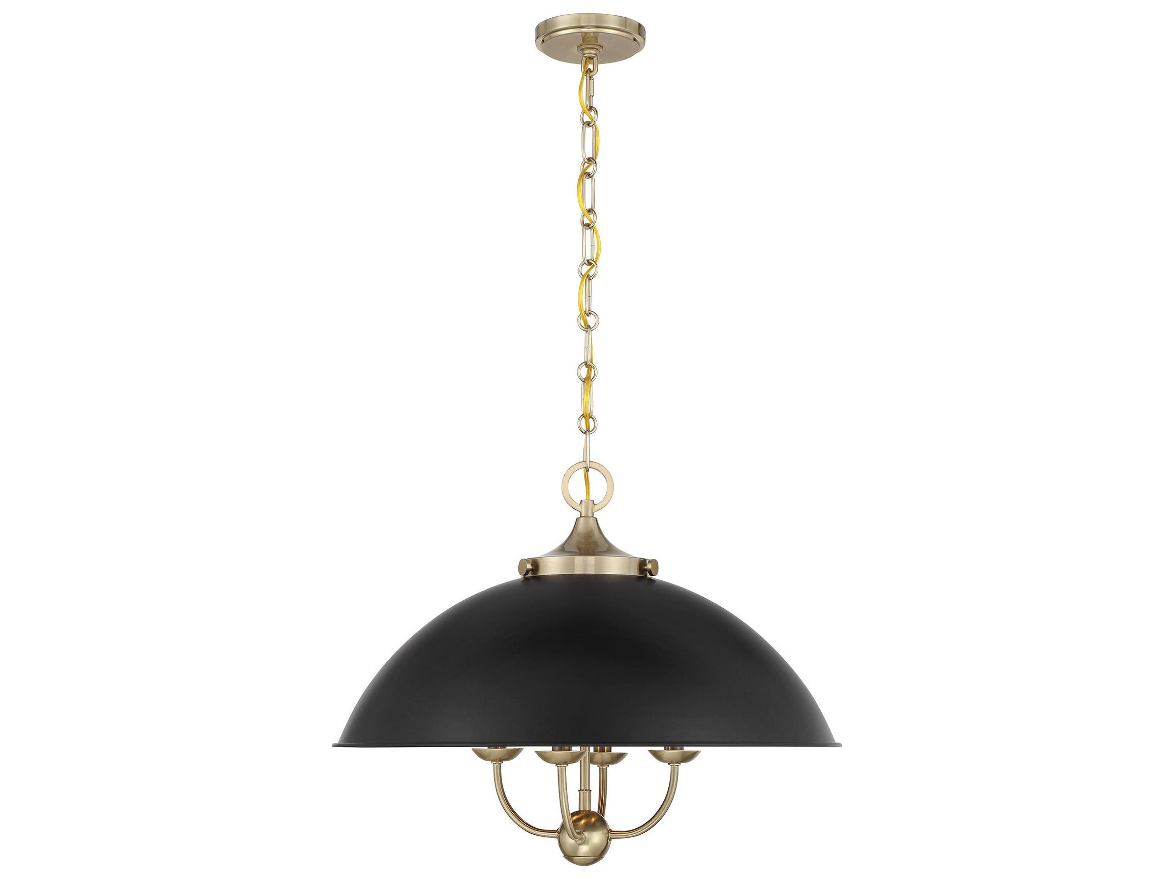 Savoy House Monterey 4-Light Matte Black Warm Brass Dome Pendant