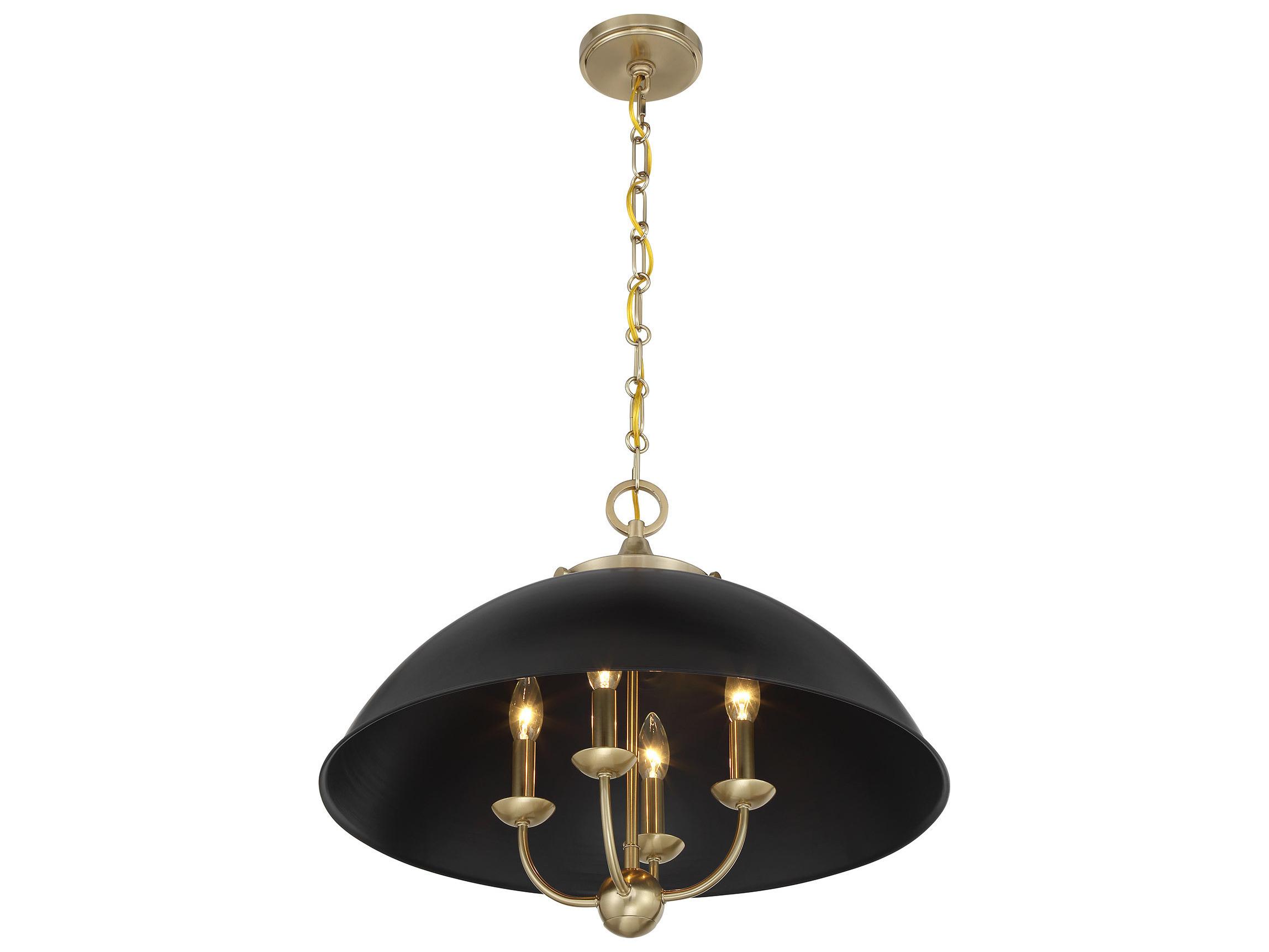 Savoy House Monterey 4-Light Matte Black Warm Brass Dome Pendant
