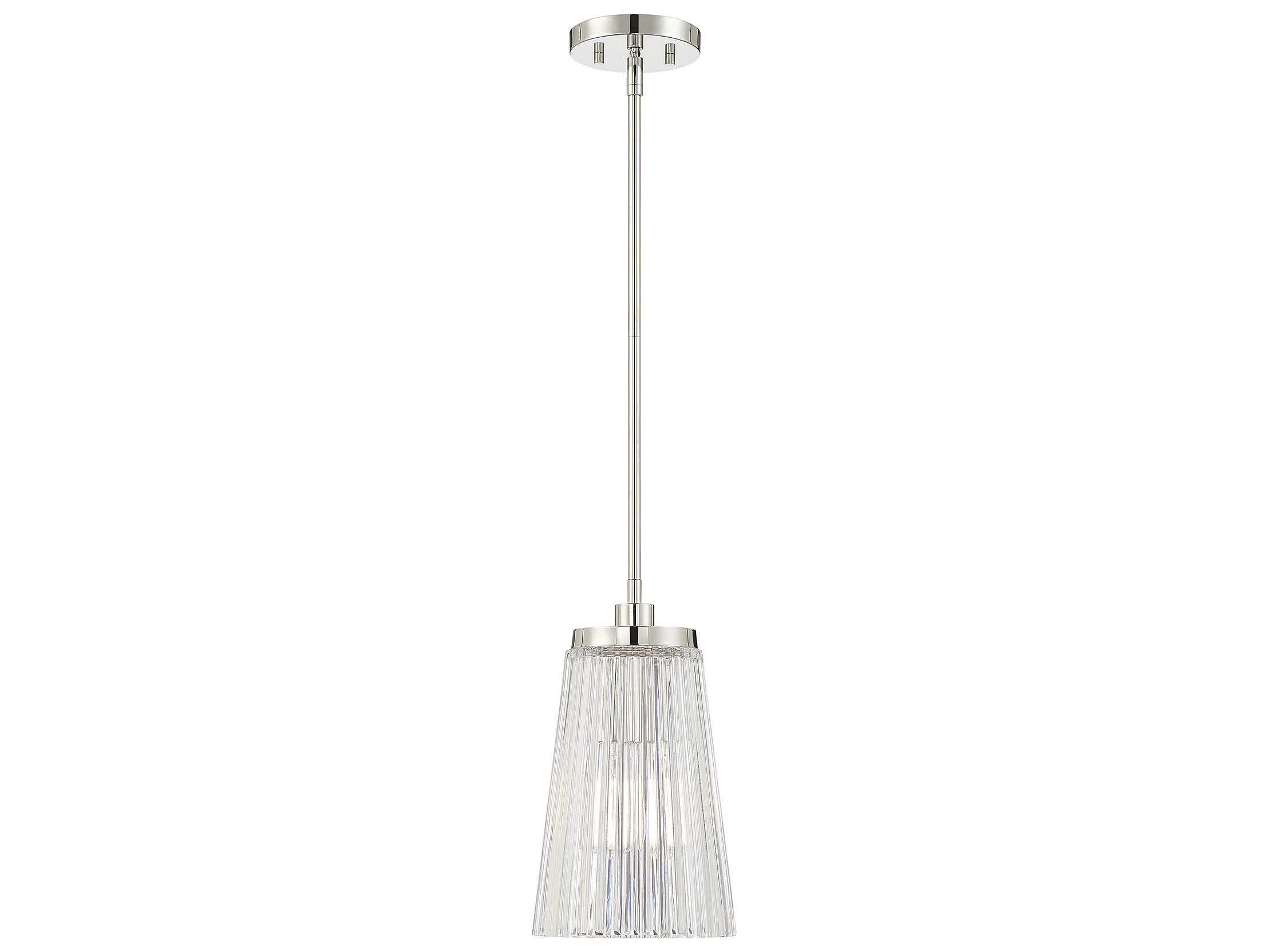 Savoy House Chantilly 1-Light Polished Nickel Glass Mini Pendant