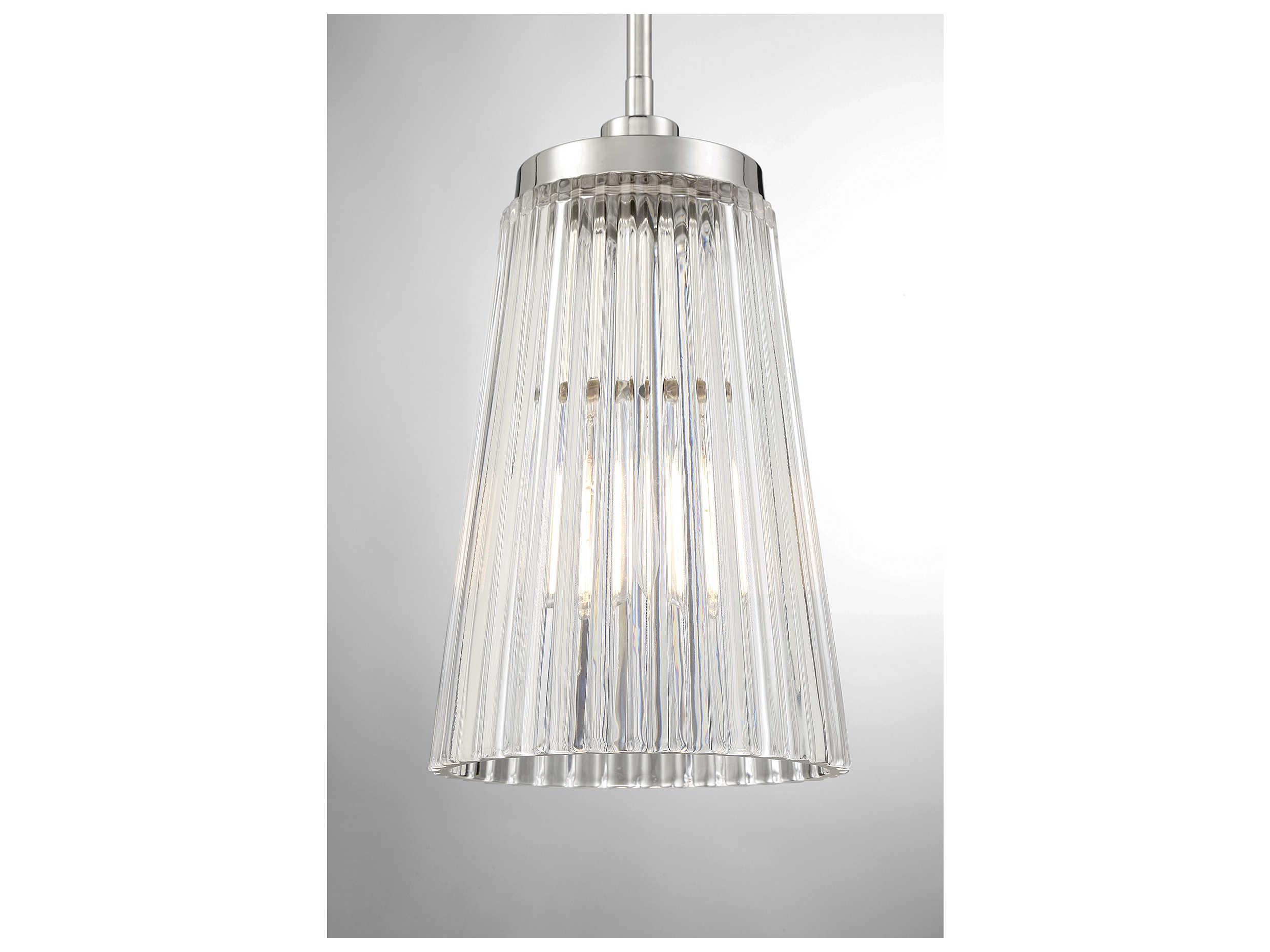 Savoy House Chantilly 1-Light Polished Nickel Glass Mini Pendant