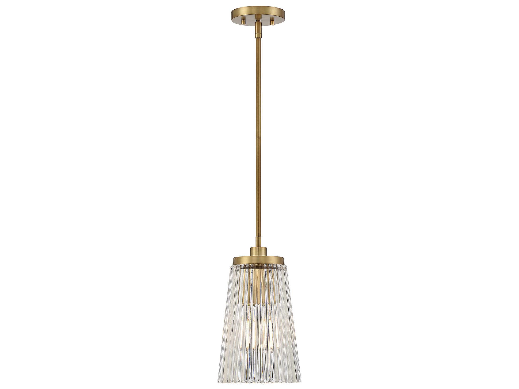 Savoy House Chantilly 1-Light Warm Brass Glass Mini Pendant