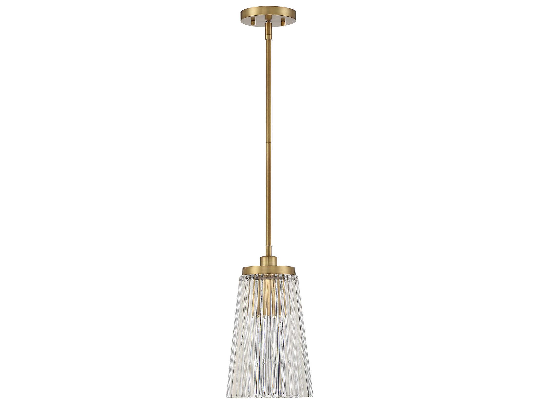Savoy House Chantilly 1-Light Warm Brass Glass Mini Pendant