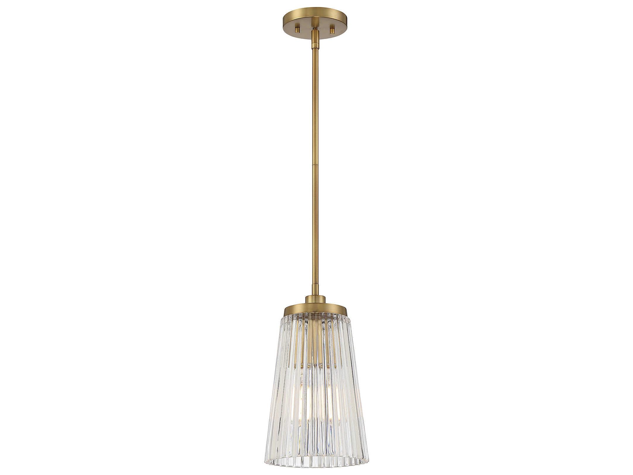 Savoy House Chantilly 1-Light Warm Brass Glass Mini Pendant