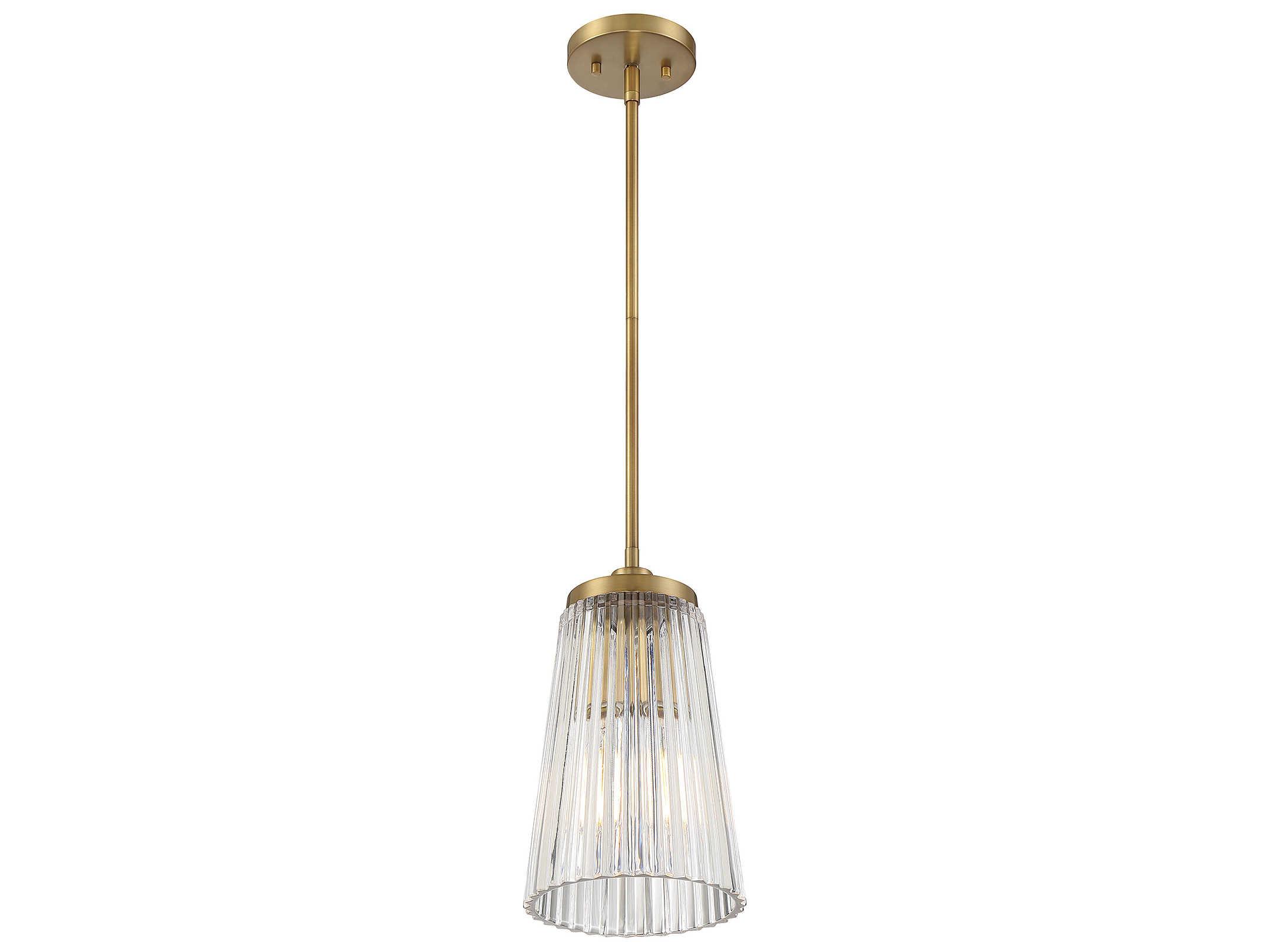 Savoy House Chantilly 1-Light Warm Brass Glass Mini Pendant