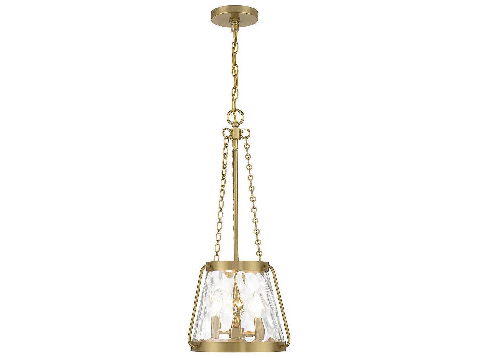 Savoy House Crawford 3-Light Warm Brass Glass Mini Pendant