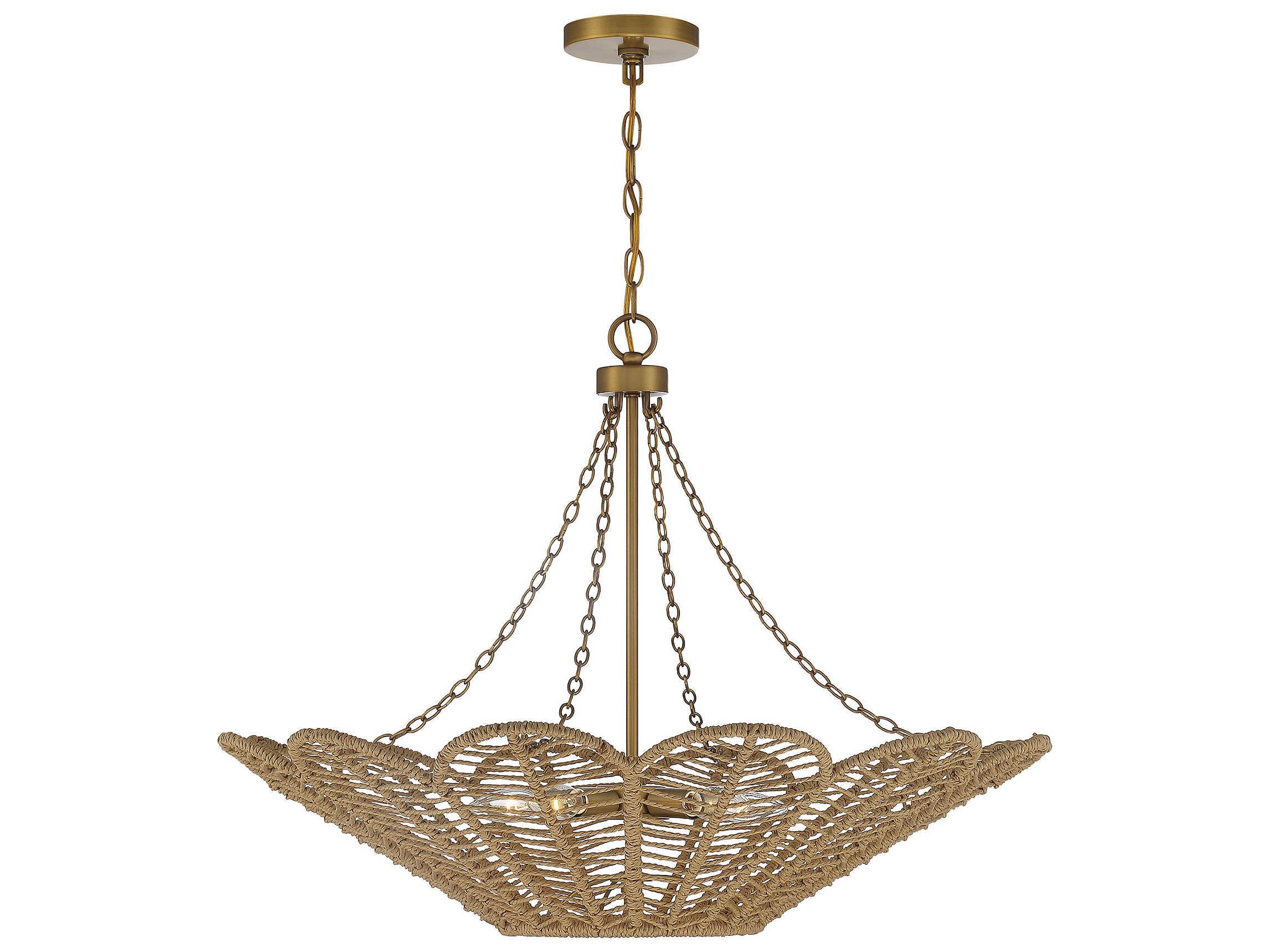Savoy House Cyperas 5-Light Warm Brass Rope Bowl Pendant