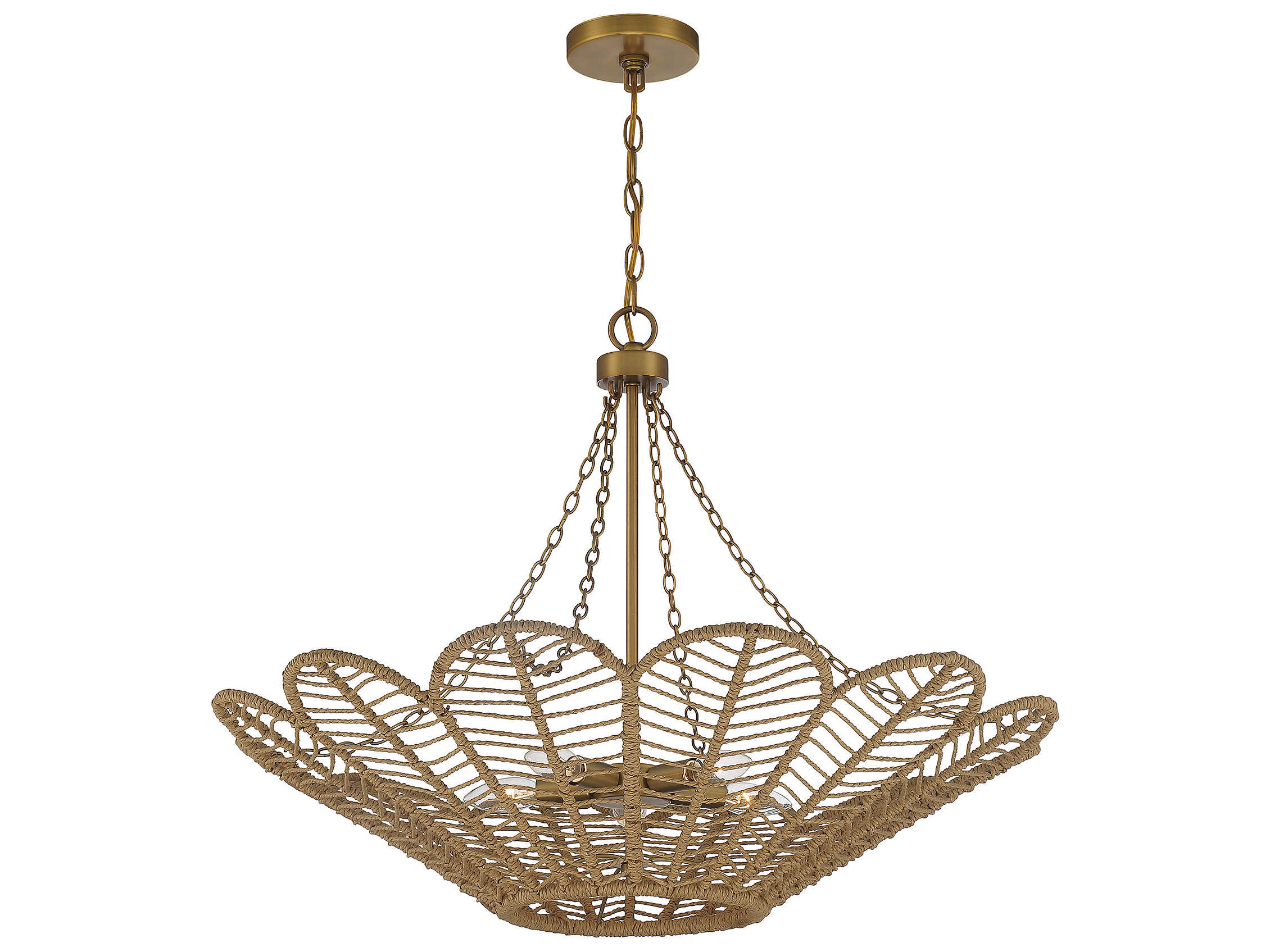 Savoy House Cyperas 5-Light Warm Brass Rope Bowl Pendant