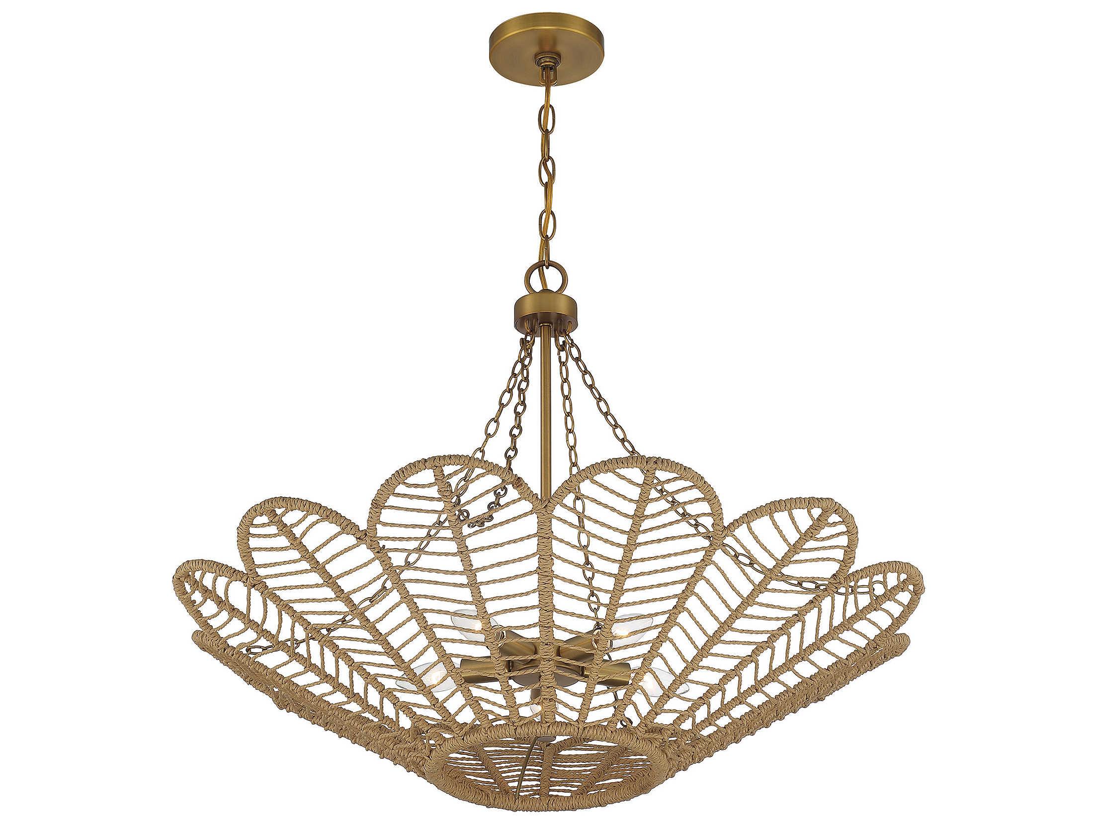 Savoy House Cyperas 5-Light Warm Brass Rope Bowl Pendant