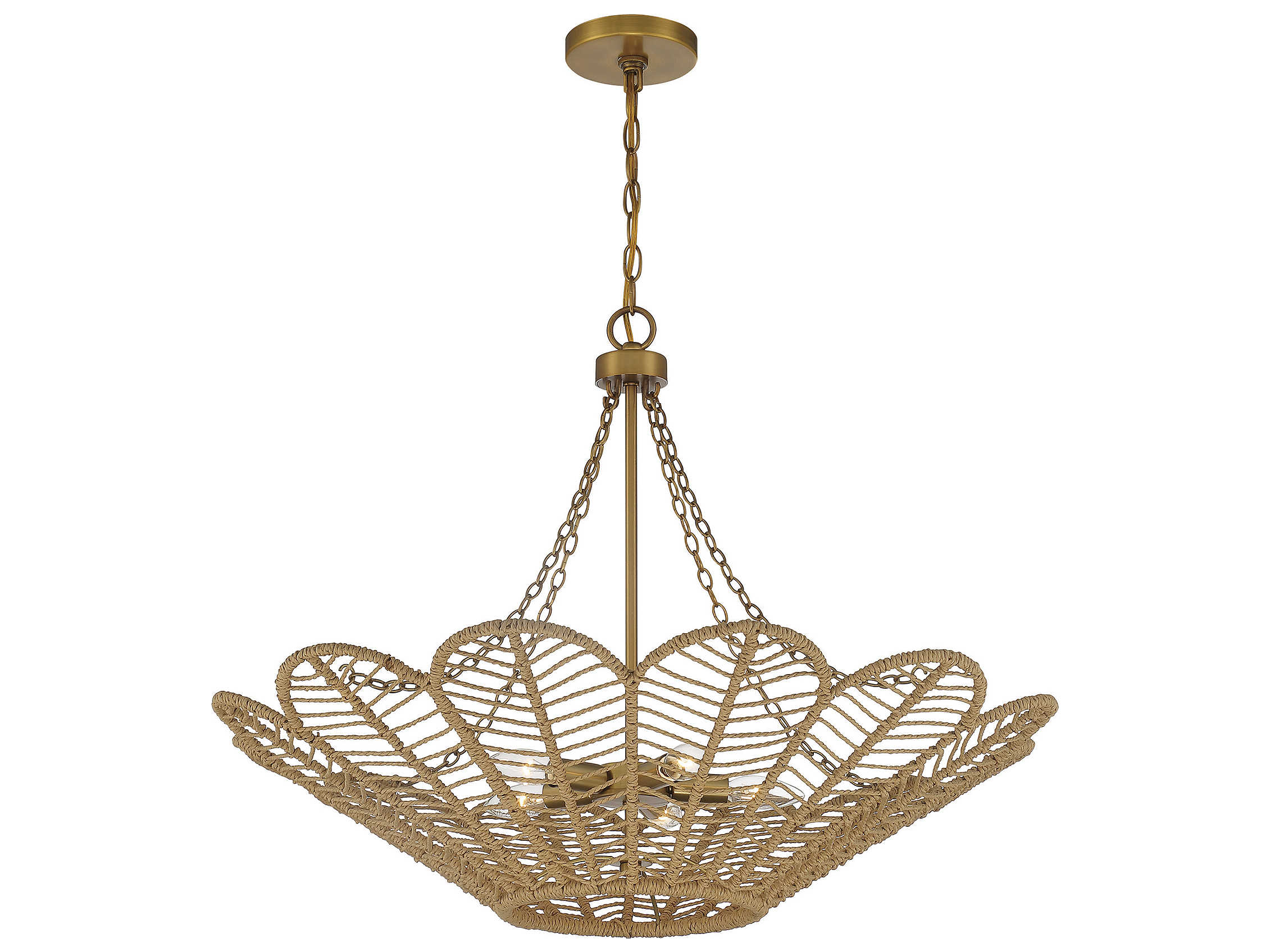 Savoy House Cyperas 5-Light Warm Brass Rope Bowl Pendant