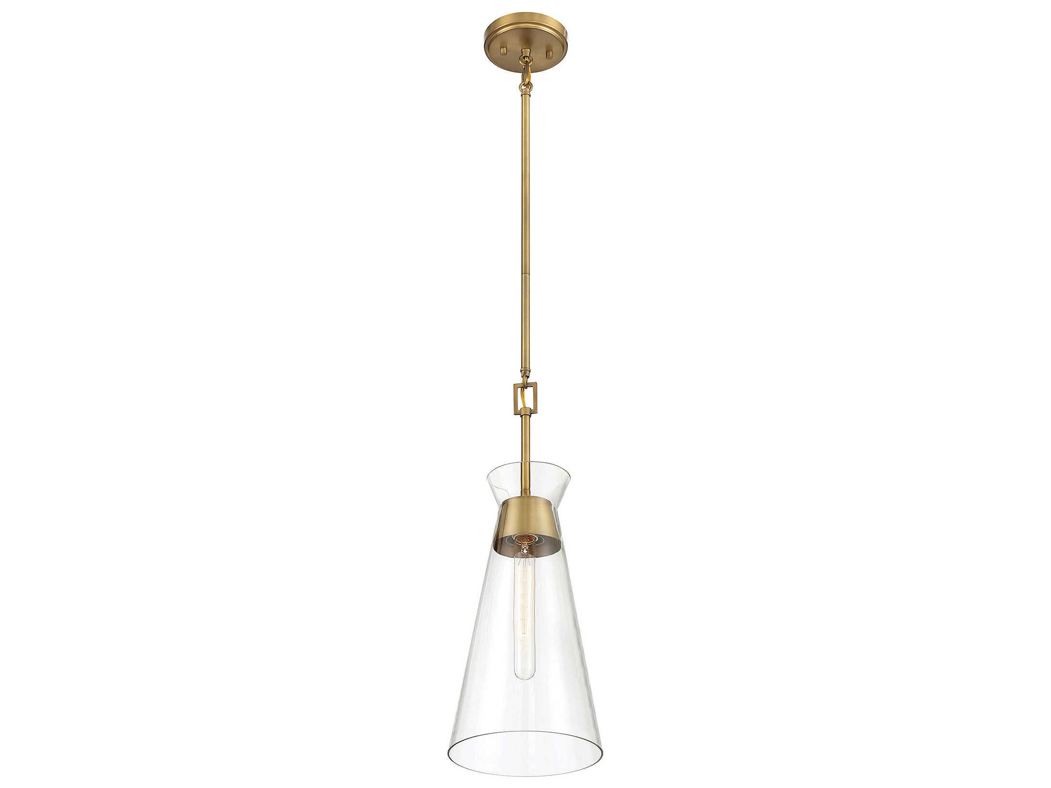Savoy House Lakewood 1-Light Warm Brass Glass Mini Pendant
