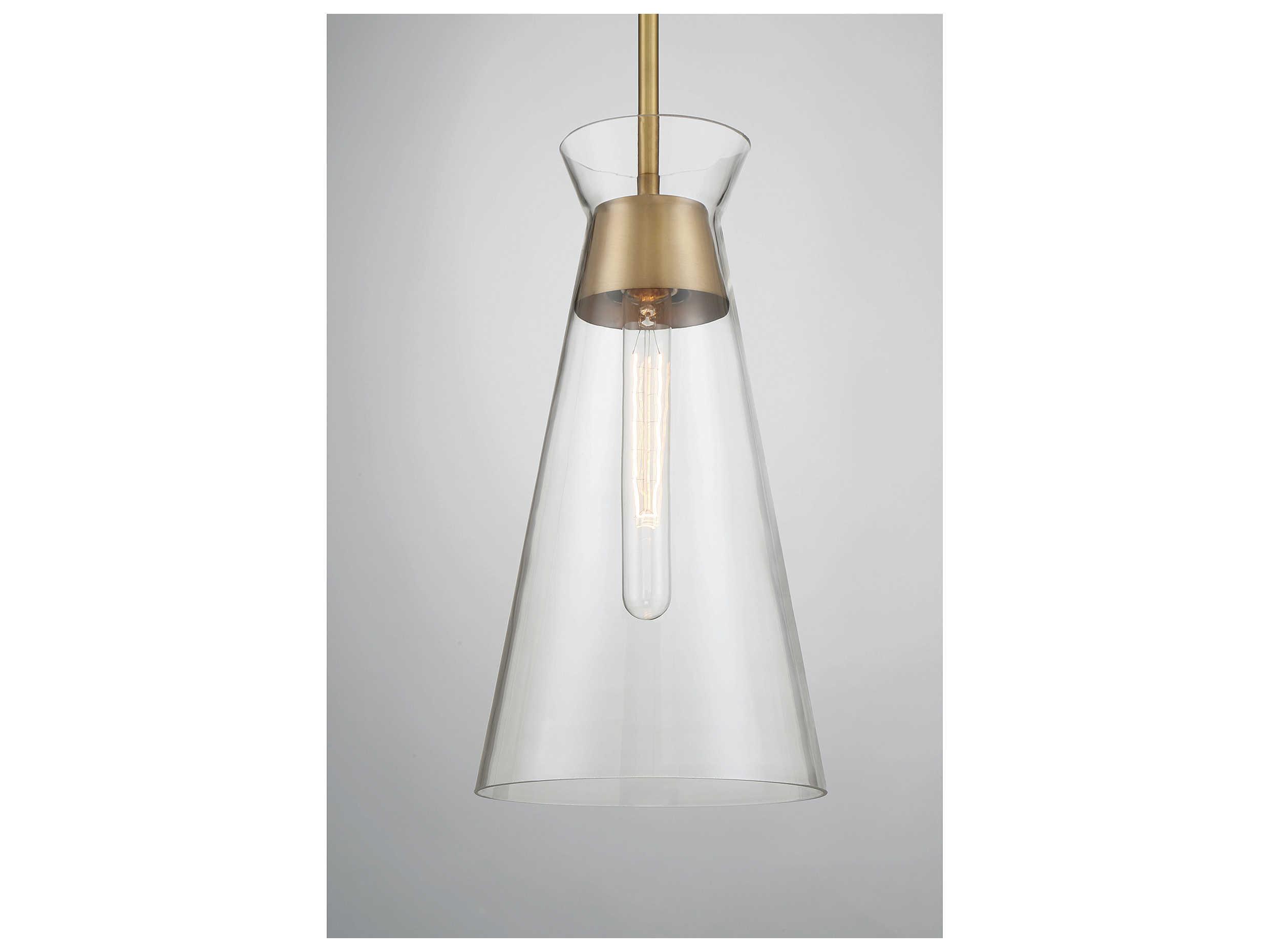 Savoy House Lakewood 1-Light Warm Brass Glass Mini Pendant
