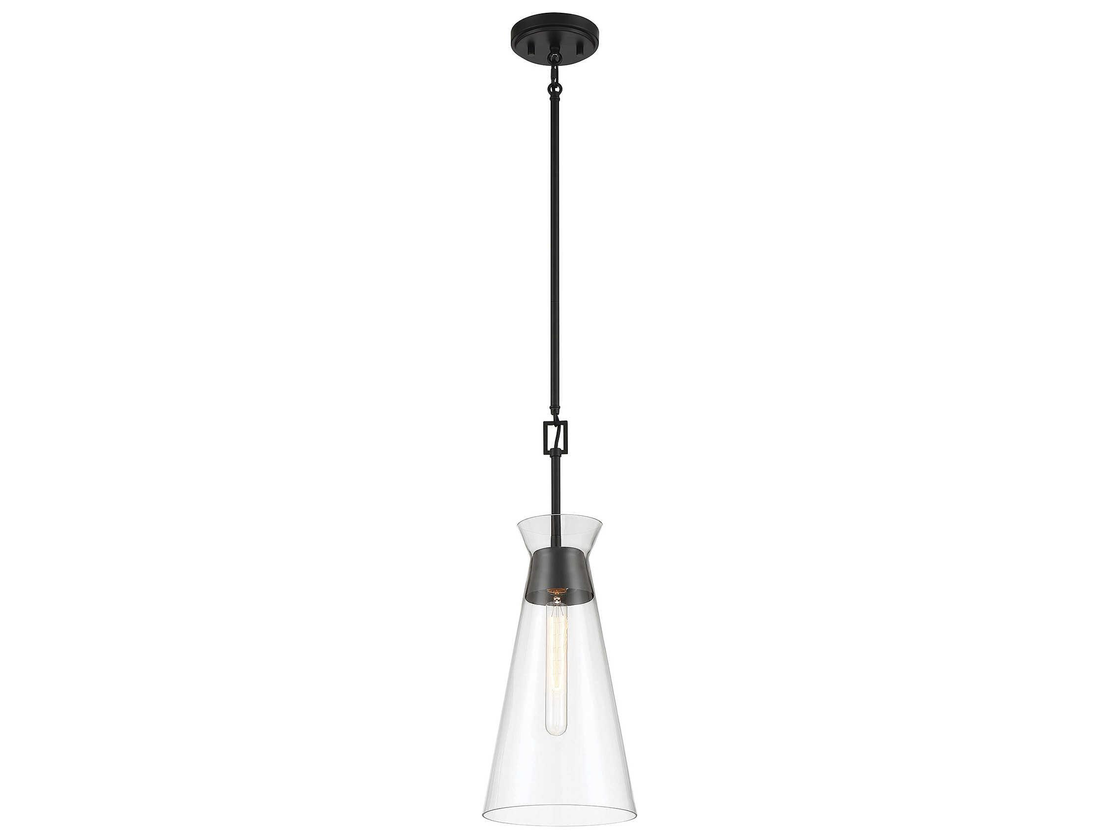 Savoy House Lakewood 1-Light Matte Black Glass Mini Pendant