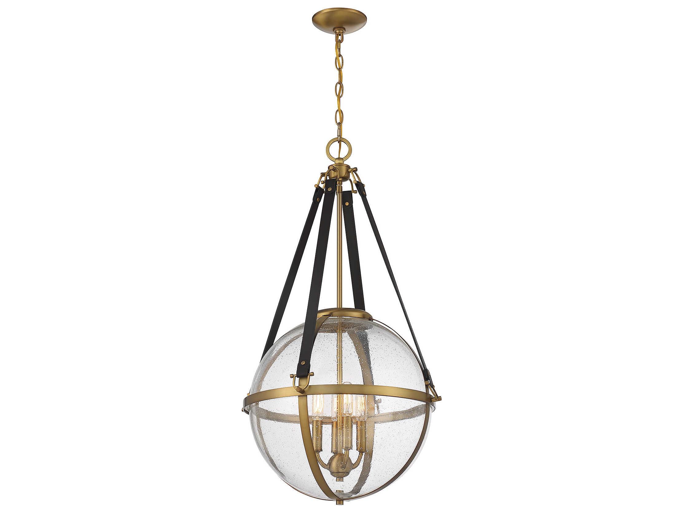 Savoy House Bozeman 4-Light Warm Brass Glass Globe Chandelier