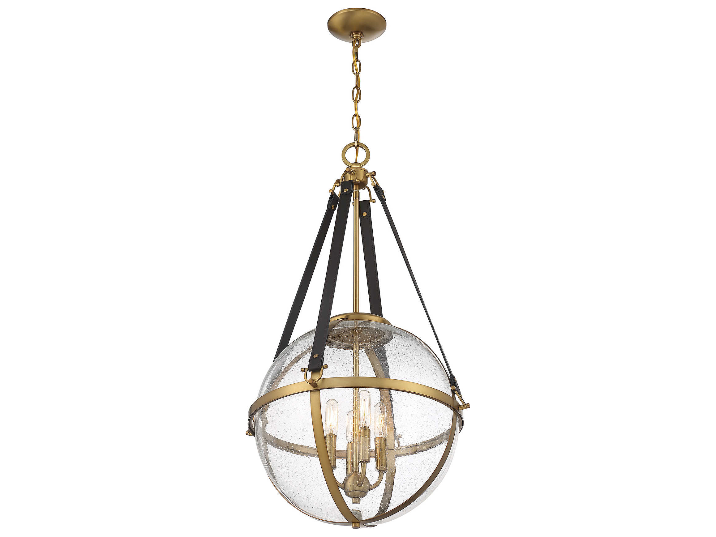 Savoy House Bozeman 4-Light Warm Brass Glass Globe Chandelier