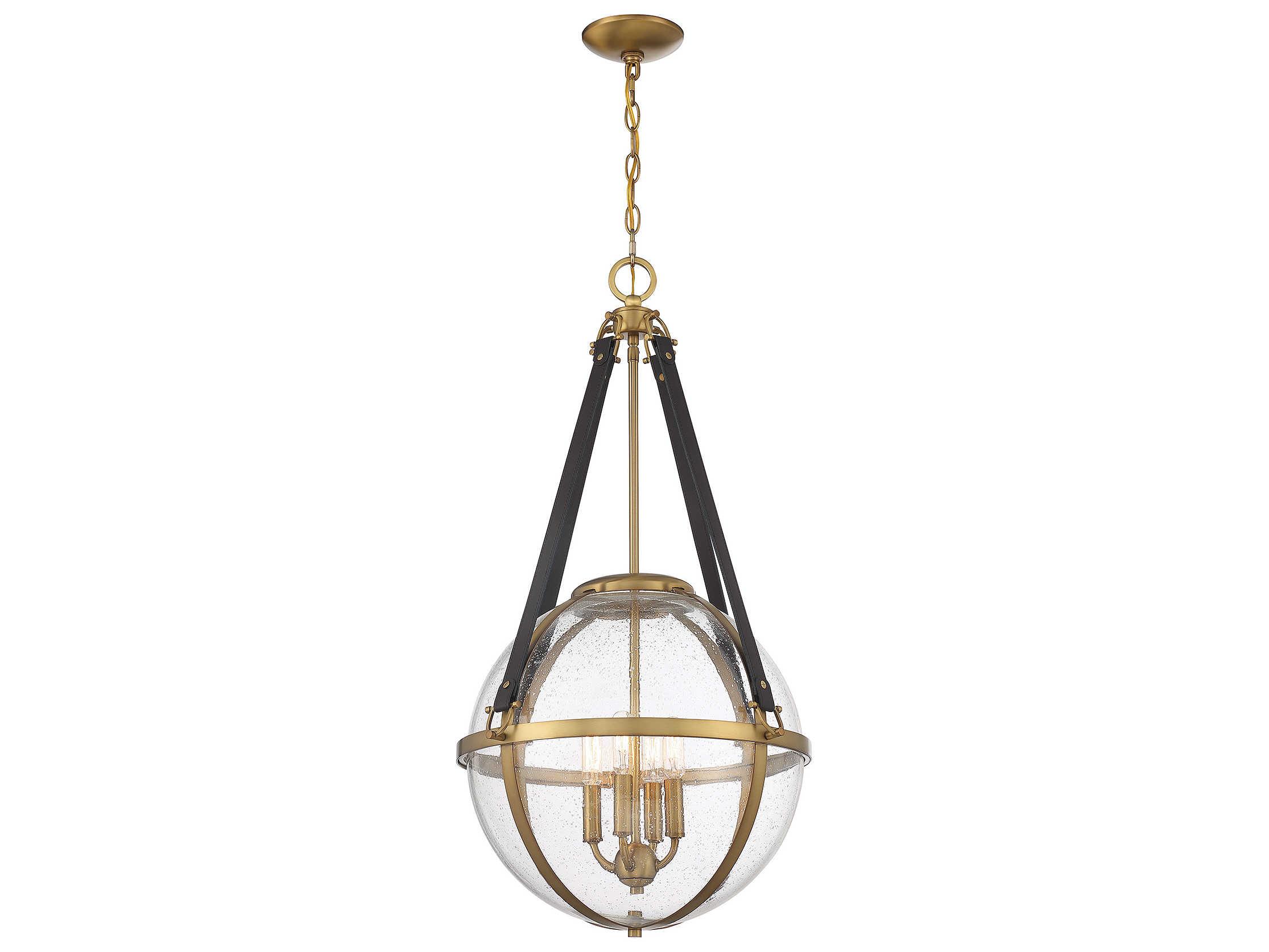 Savoy House Bozeman 4-Light Warm Brass Glass Globe Chandelier