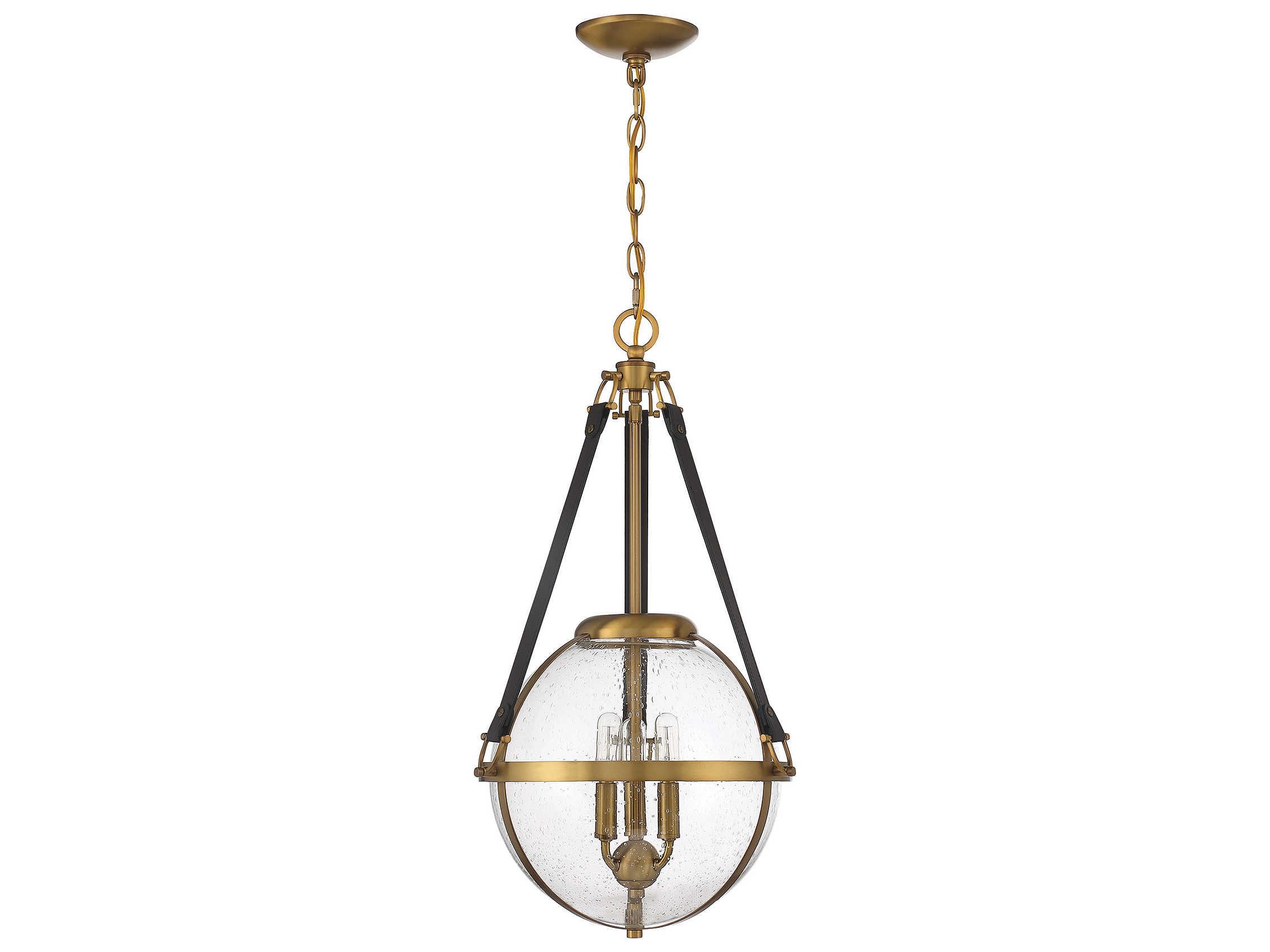 Savoy House Bozeman 3-Light Warm Brass Glass Globe Chandelier