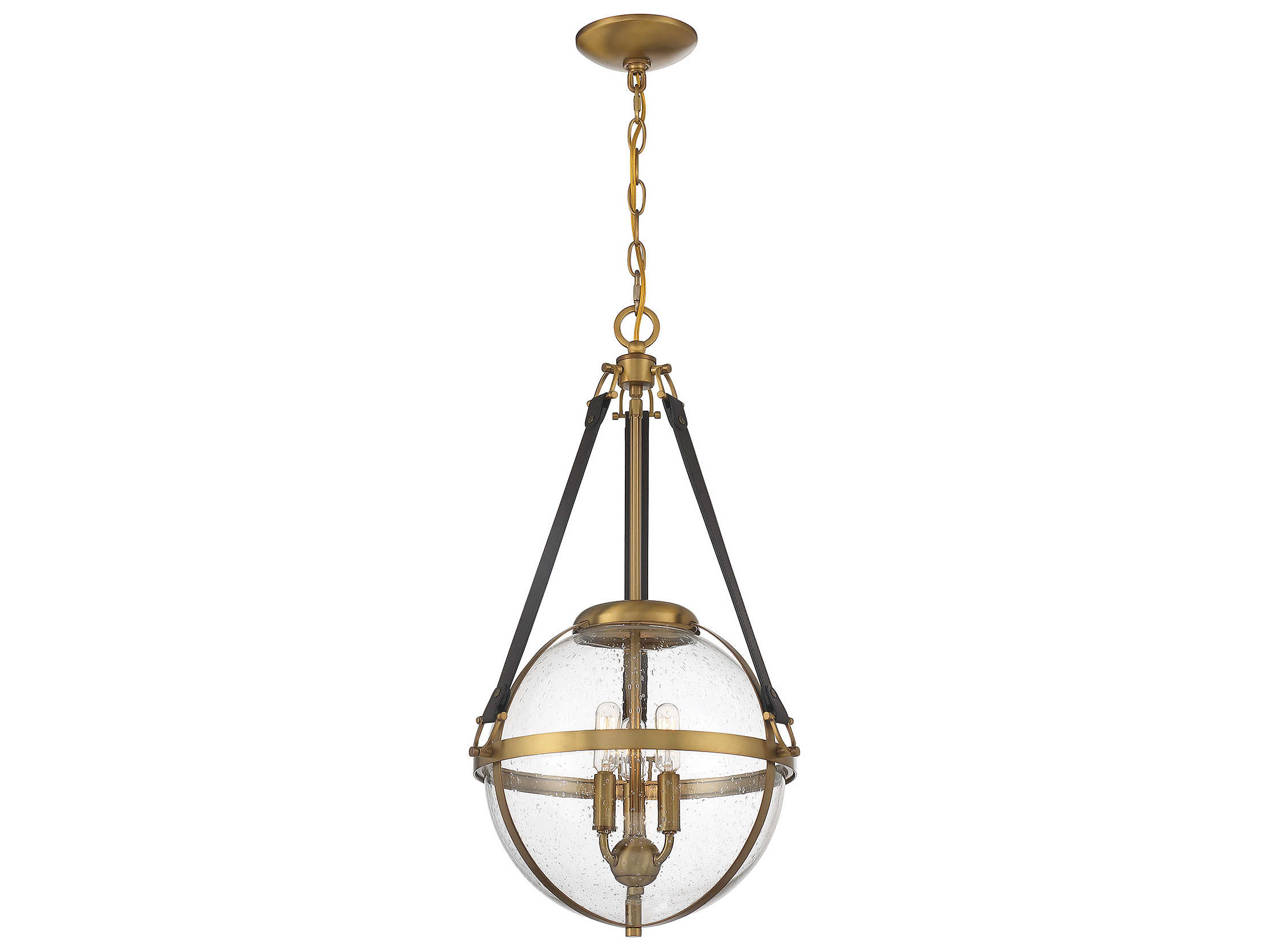Savoy House Bozeman 3-Light Warm Brass Glass Globe Chandelier