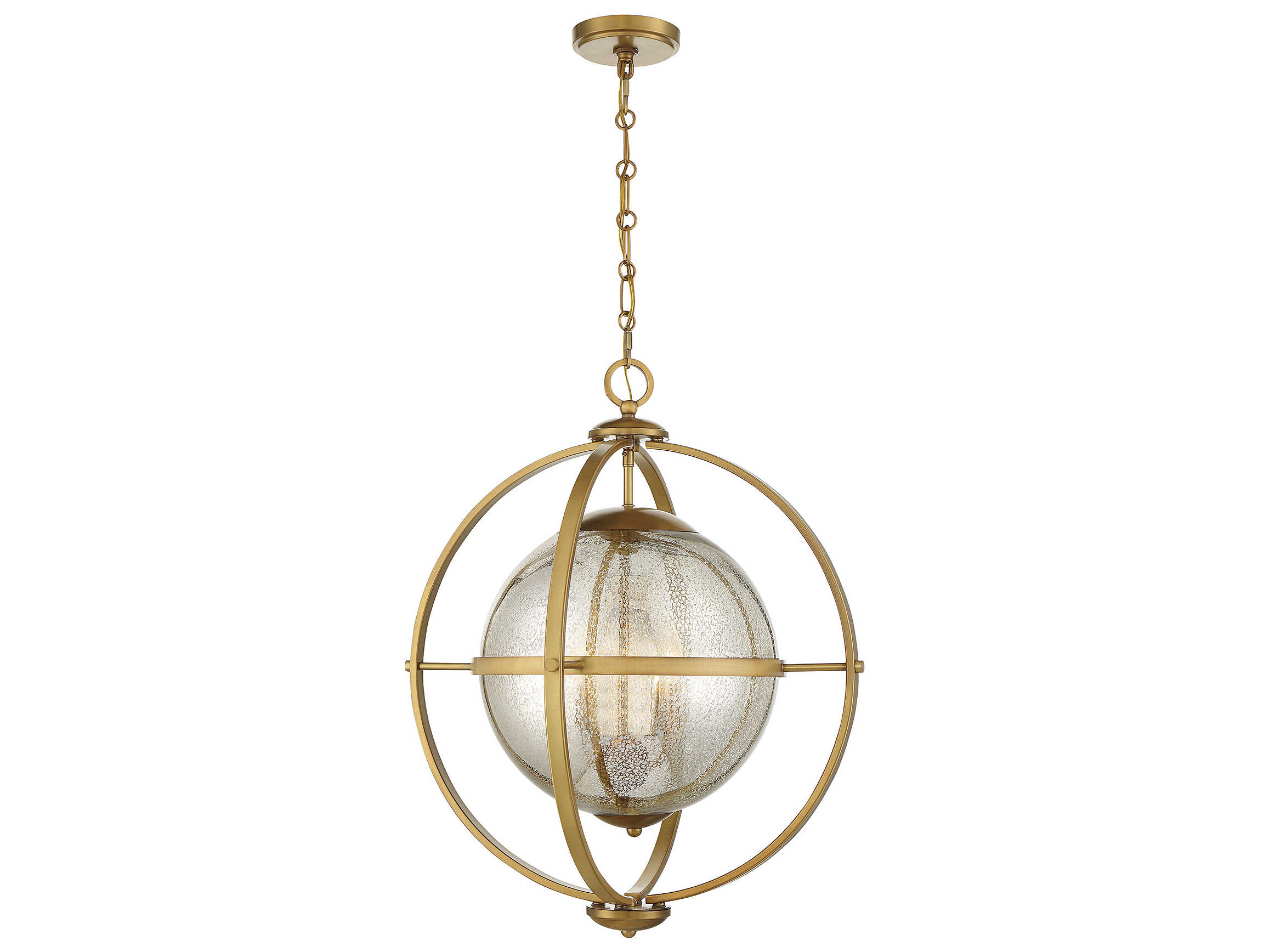 Savoy House Pearl 3-Light Warm Brass Glass Globe Pendant
