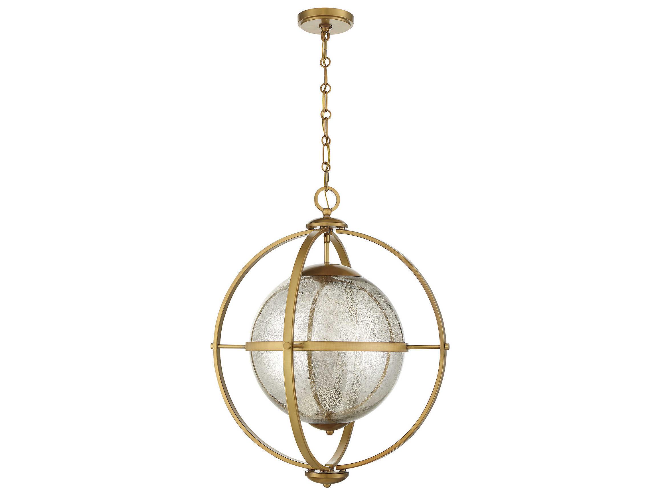 Savoy House Pearl 3-Light Warm Brass Glass Globe Pendant