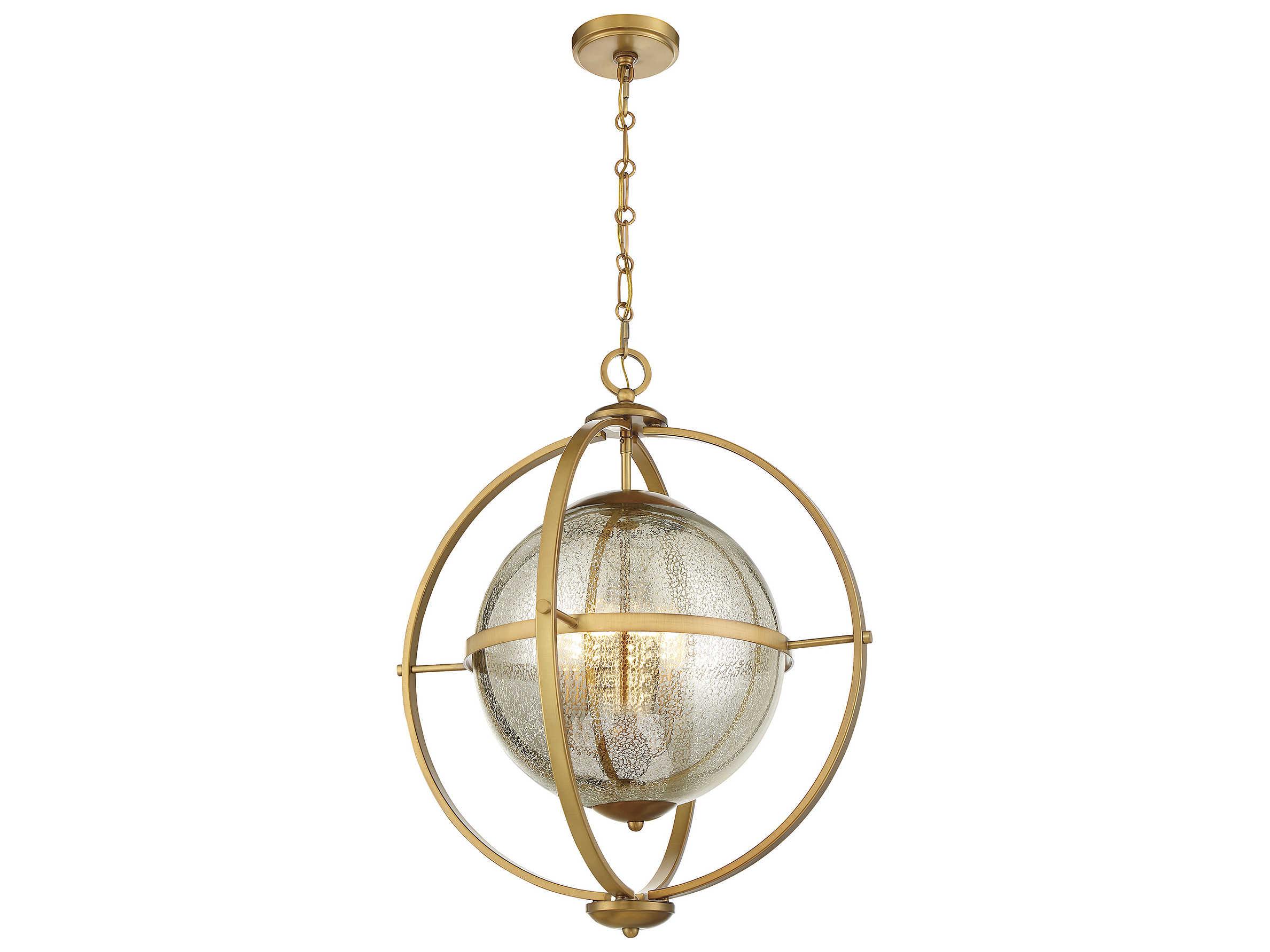 Savoy House Pearl 3-Light Warm Brass Glass Globe Pendant