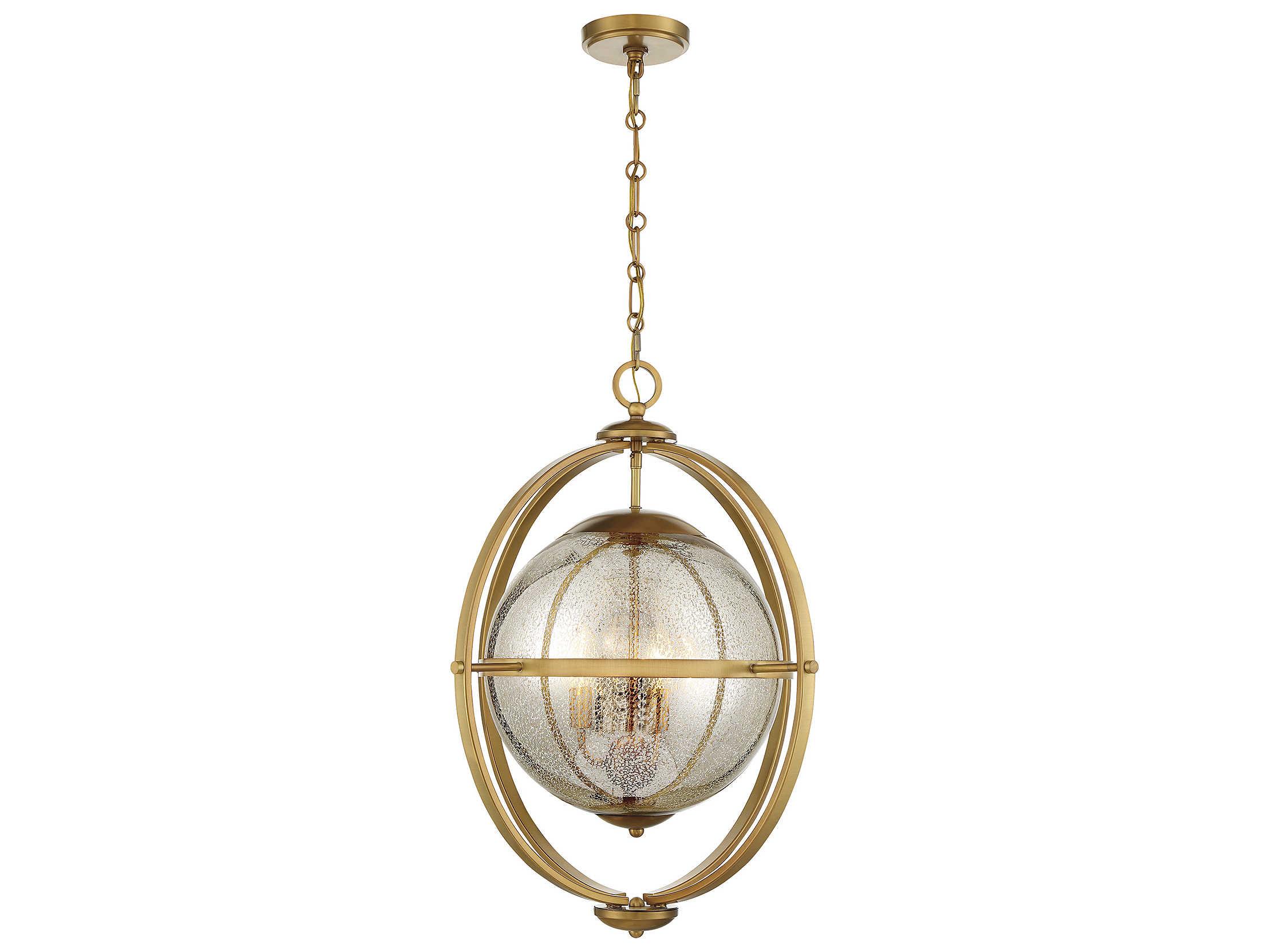 Savoy House Pearl 3-Light Warm Brass Glass Globe Pendant