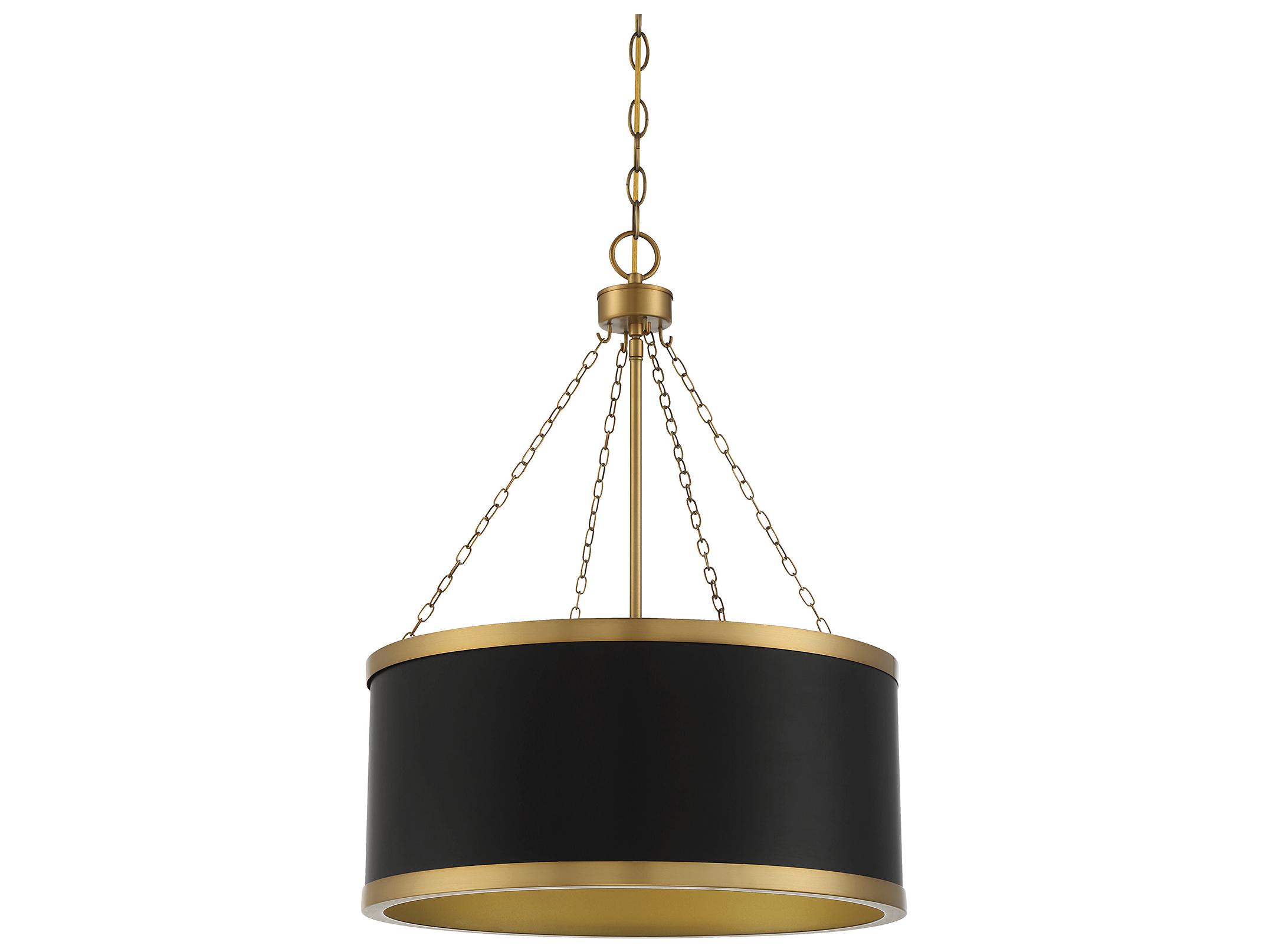 Savoy House Delphi 6-Light Black Warm Brass Drum Pendant