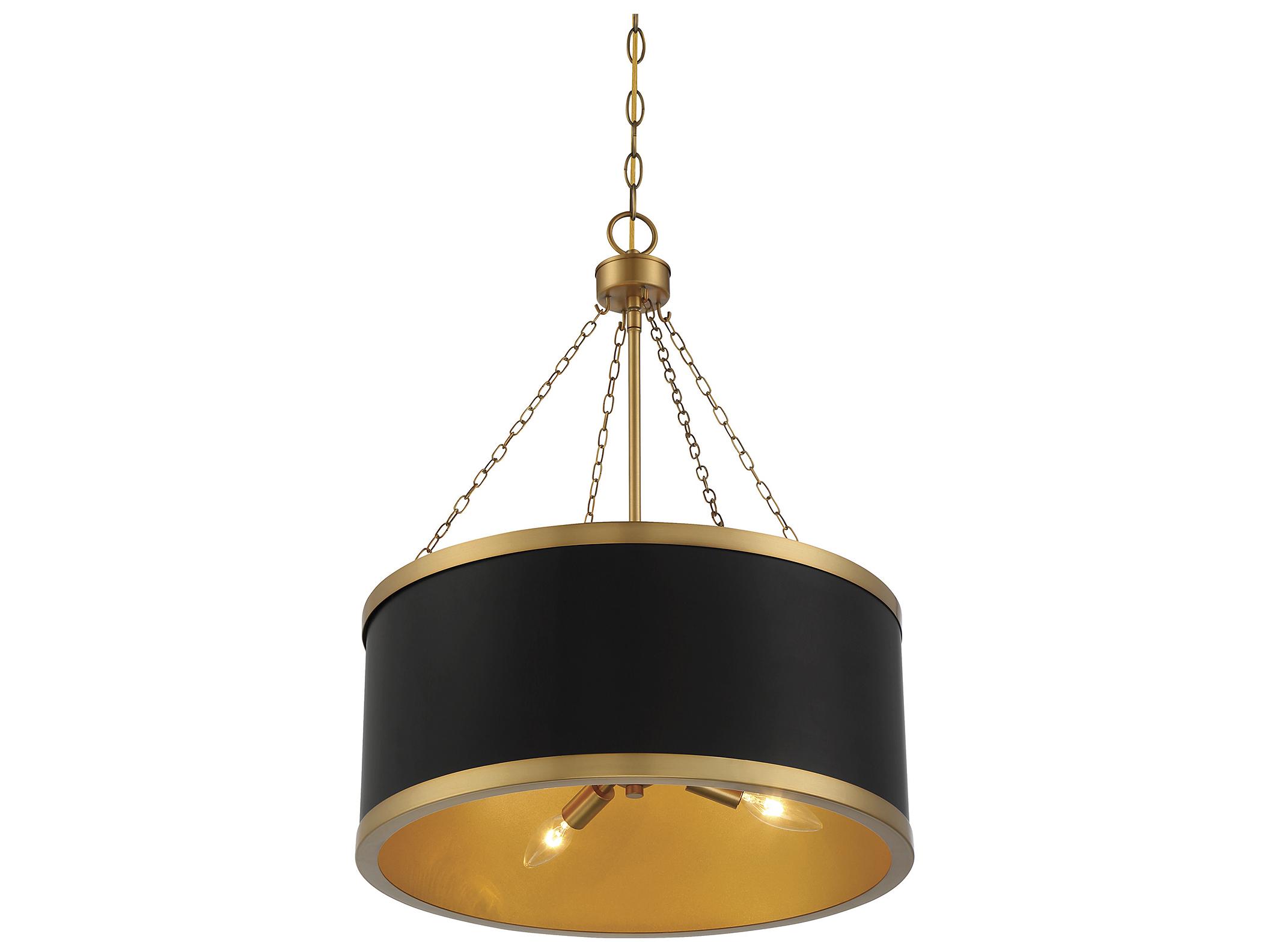 Savoy House Delphi 6-Light Black Warm Brass Drum Pendant